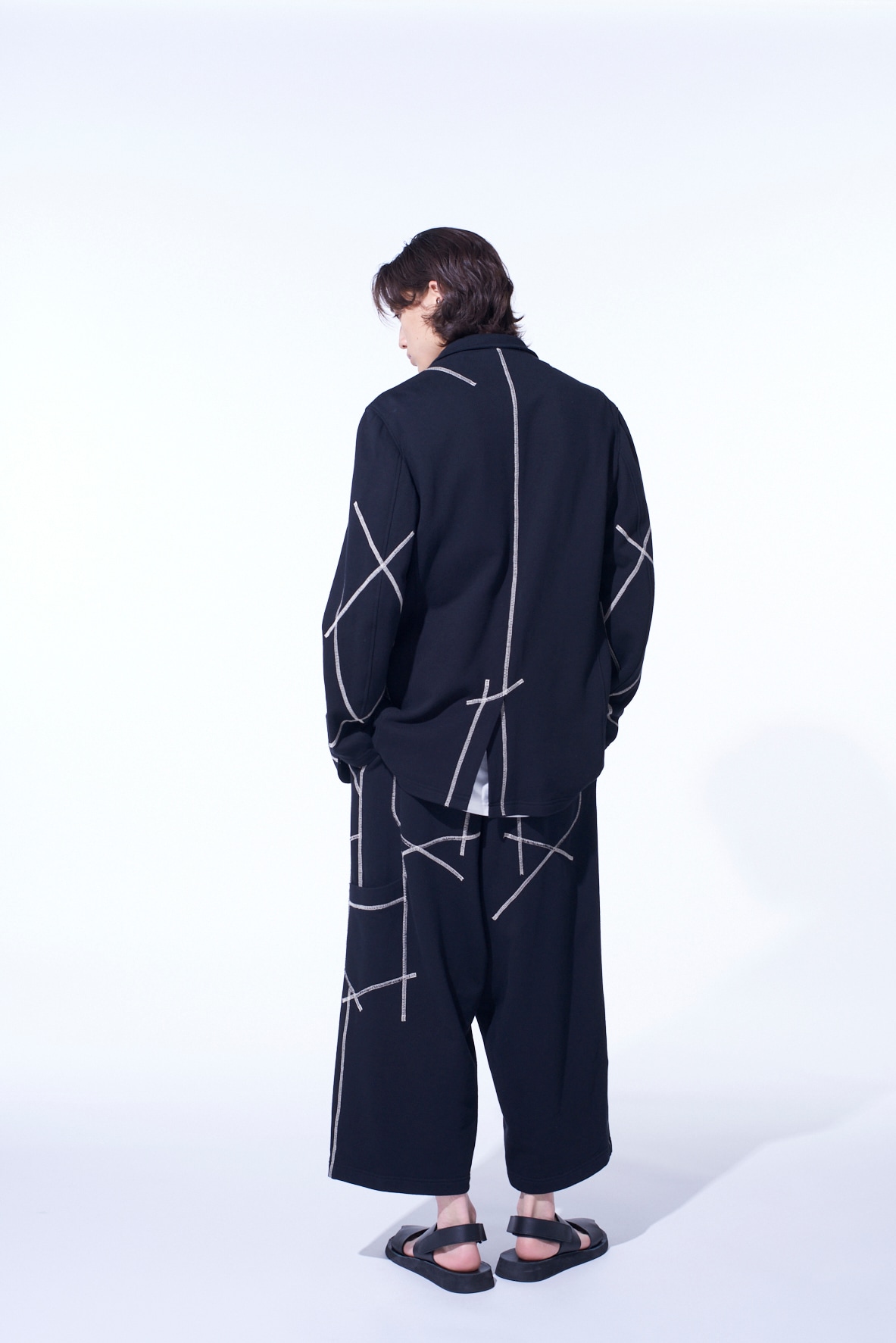 FRENCH TERRY RANDOM STITCH 4 BUTTON JACKET