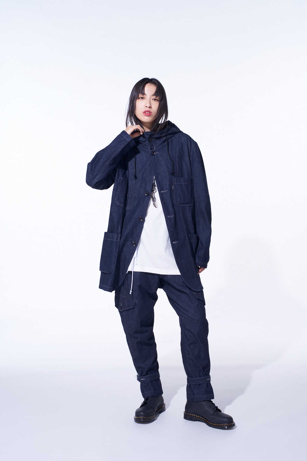 7oz TWO-TONE DENIM HOODED JACKET