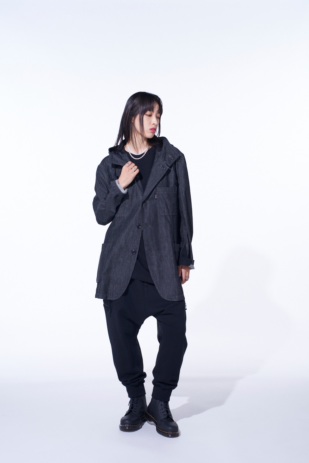 7oz TWO-TONE DENIM HOODED JACKET