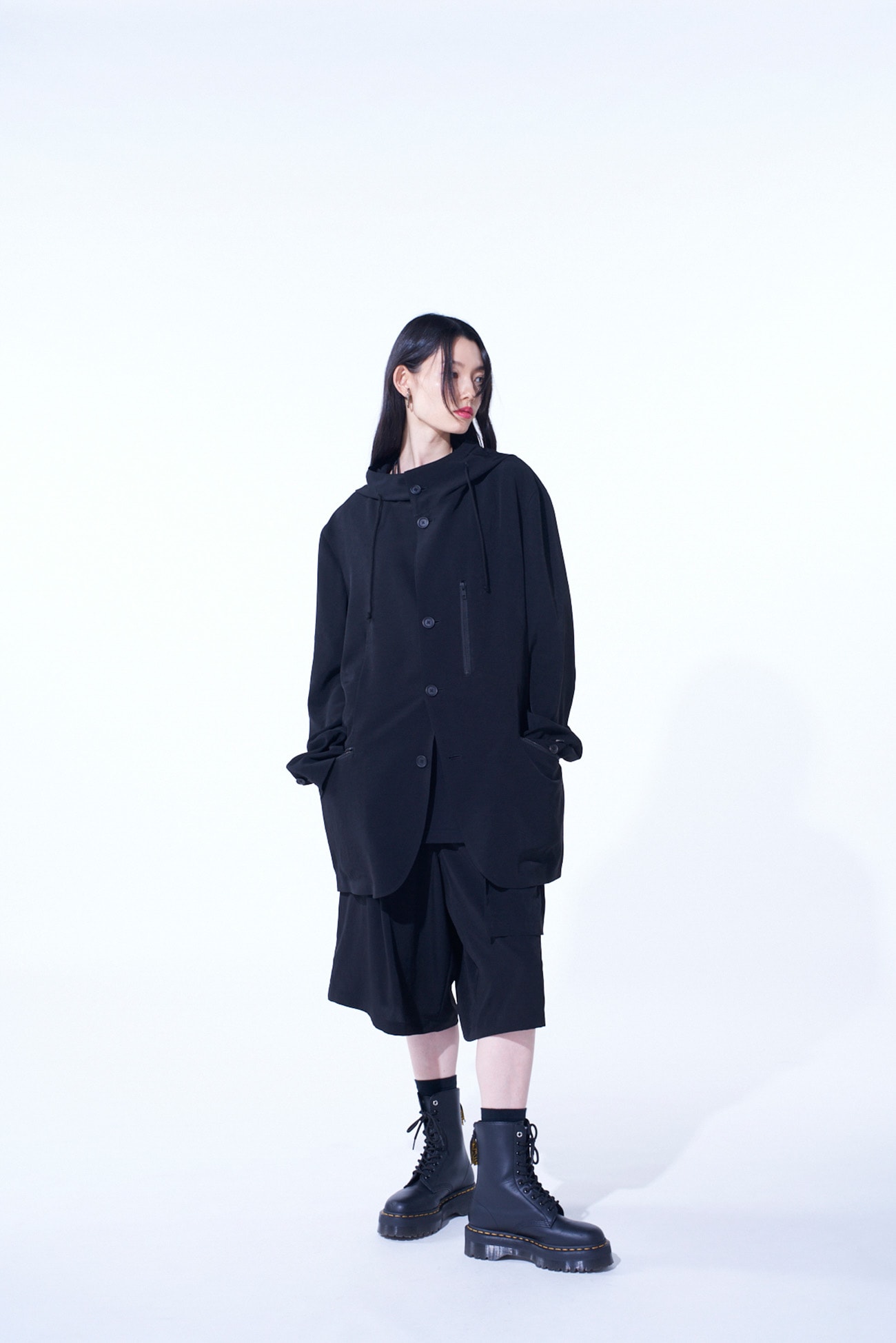 CREPE de CHINE HOODED JACKET