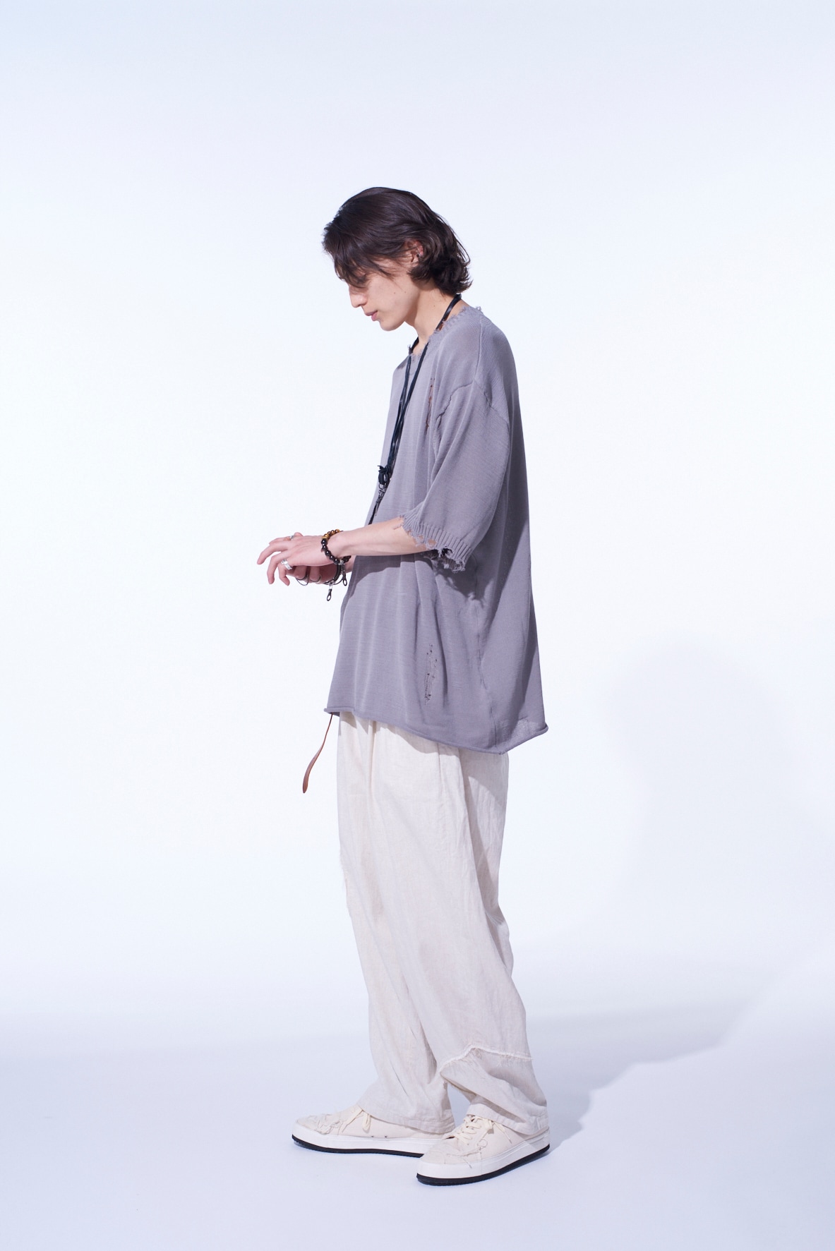 COMPACT TWIST 10G DAMAGED KNITTED PULLOVER