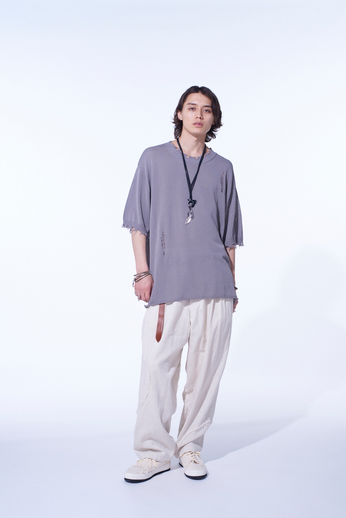 COMPACT TWIST 10G DAMAGED KNITTED PULLOVER