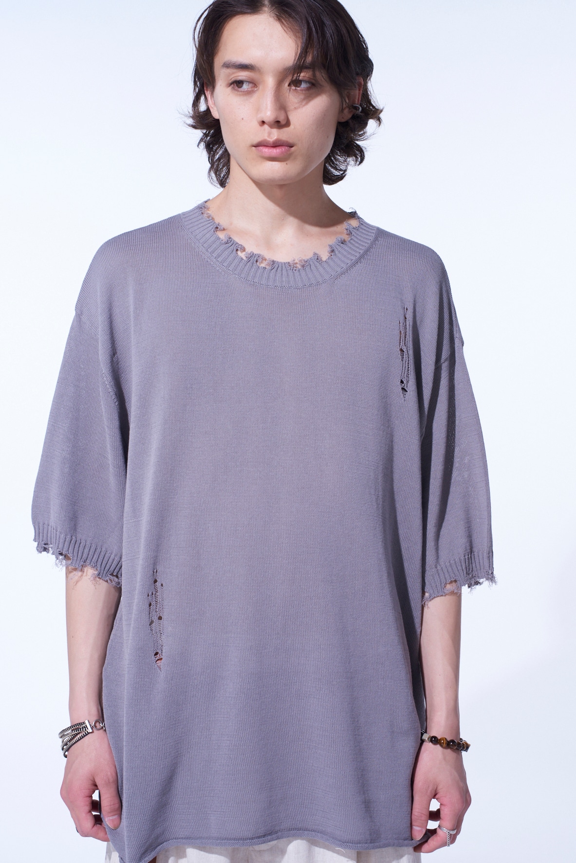 COMPACT TWIST 10G DAMAGED KNITTED PULLOVER