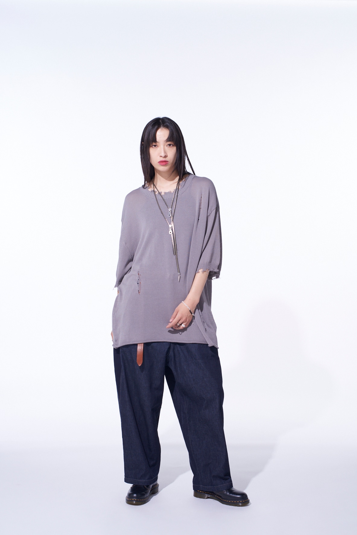 COMPACT TWIST 10G DAMAGED KNITTED PULLOVER