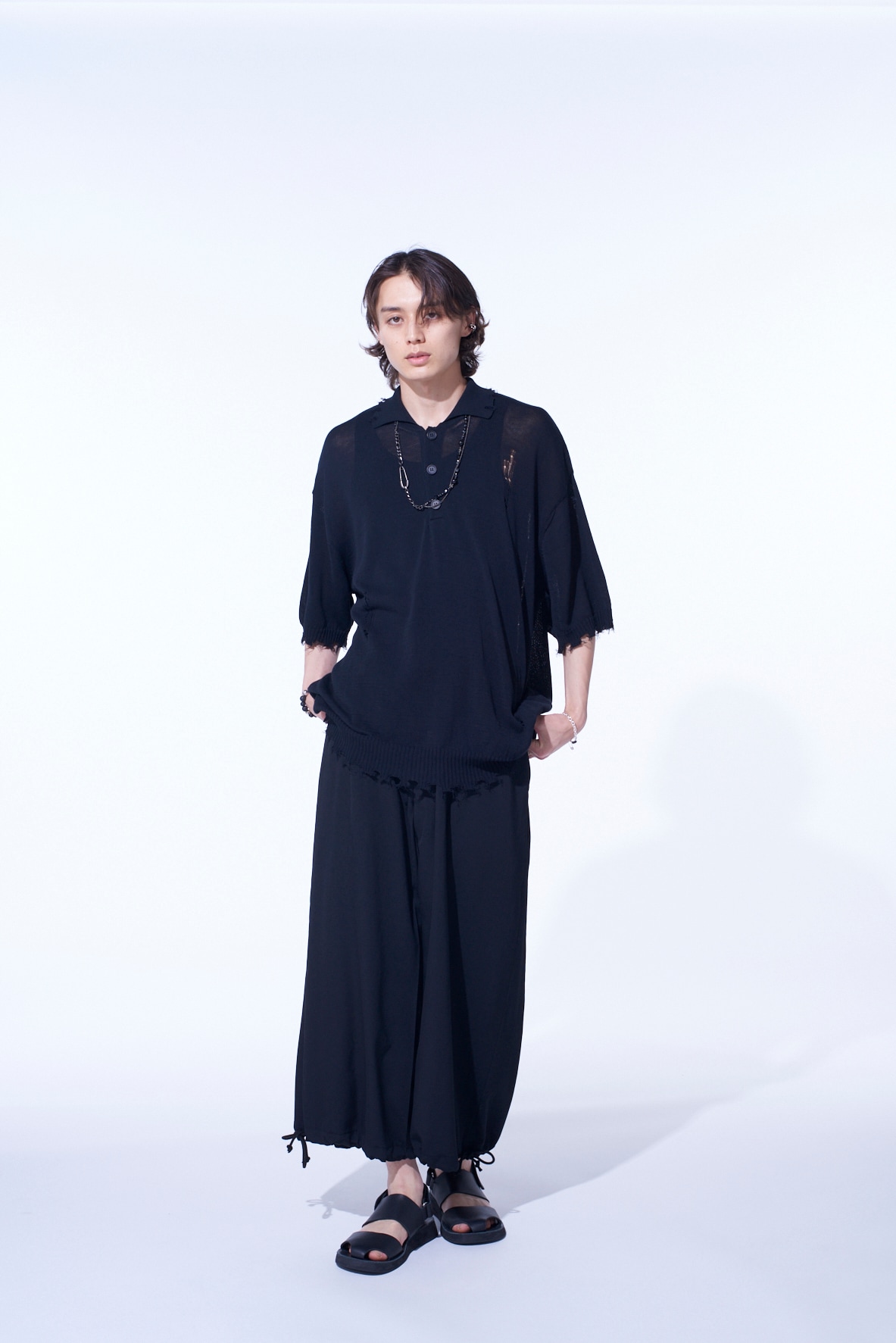 COMPACT TWIST 10G DAMAGED KNITTED POLO SHIRT
