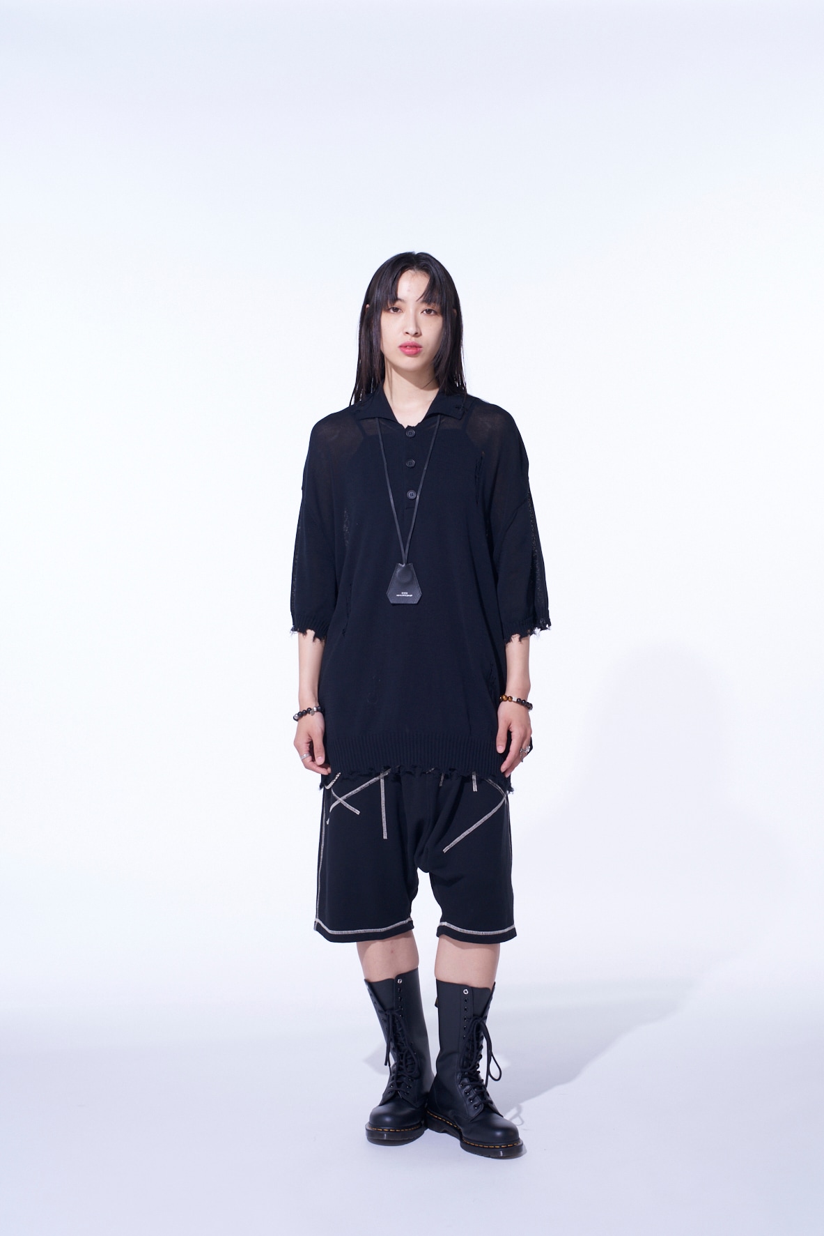 COMPACT TWIST 10G DAMAGED KNITTED POLO SHIRT