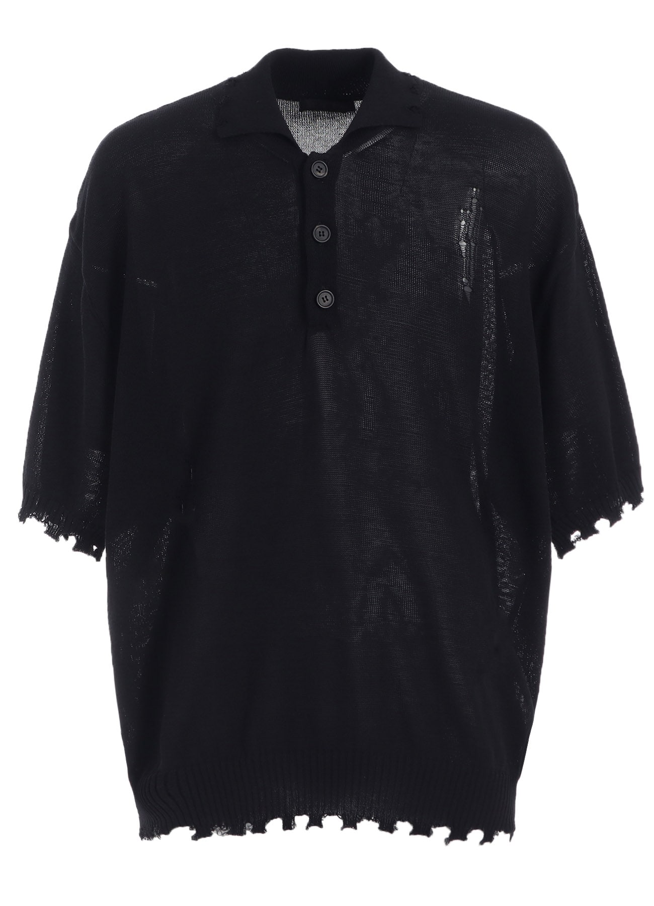 COMPACT TWIST 10G DAMAGED KNITTED POLO SHIRT