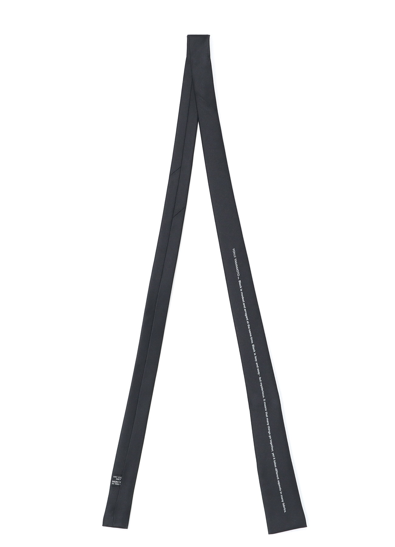 SILK SATIN「BLACK IS MODEST」MESSAGE NARROW SQUARE TIE
