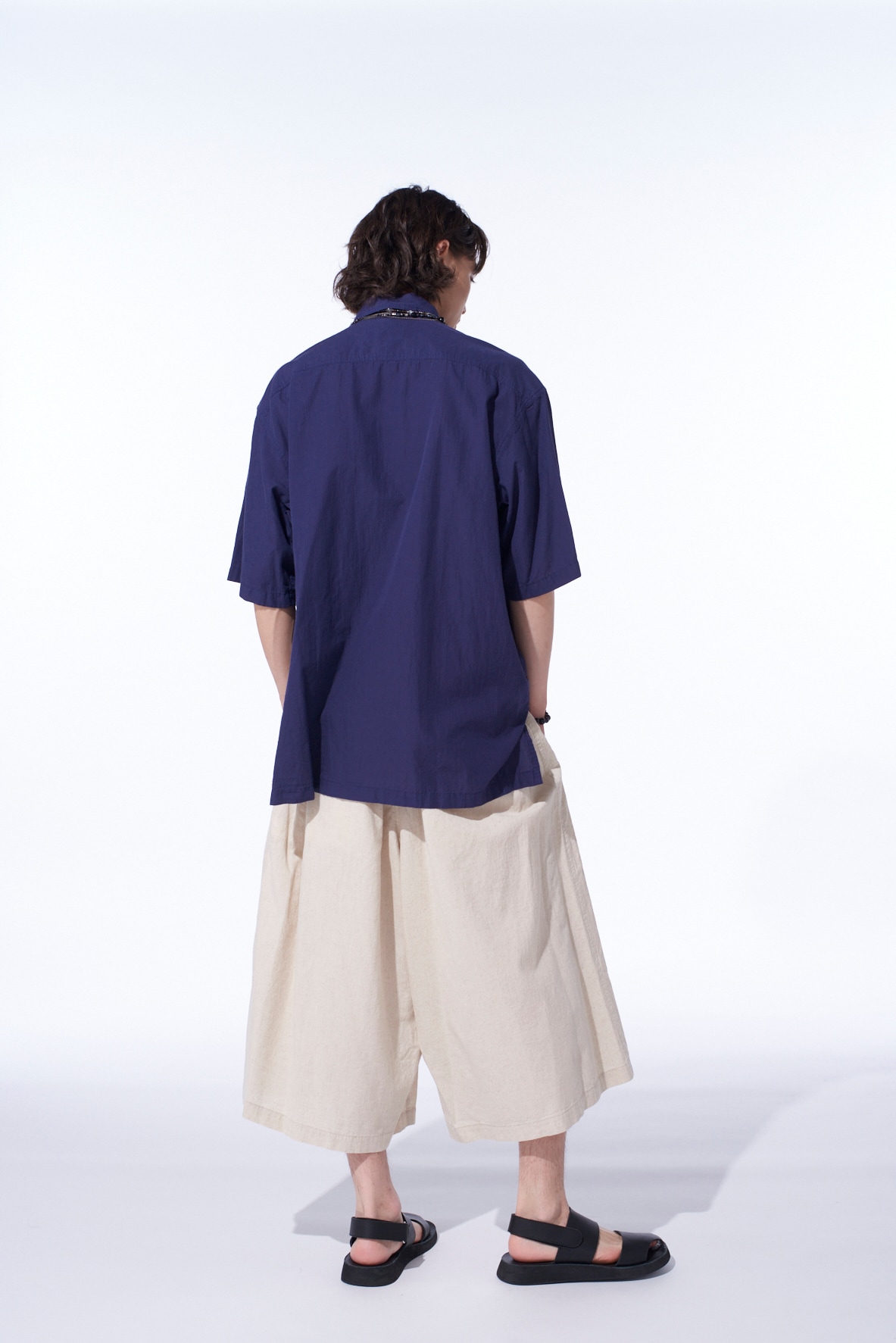 COTTON/LINEN POPLIN CULOTTE PANTS