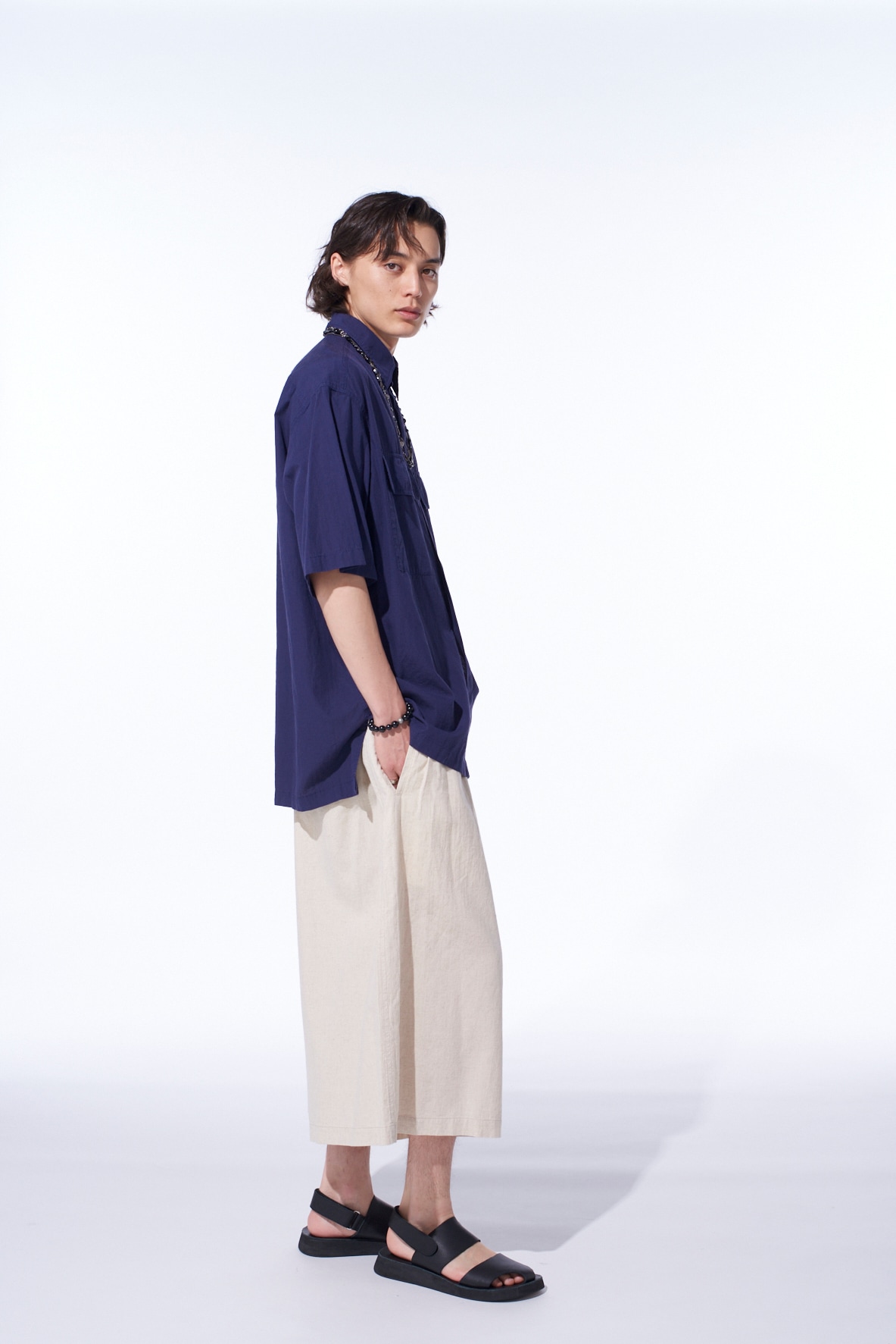 COTTON/LINEN POPLIN CULOTTE PANTS