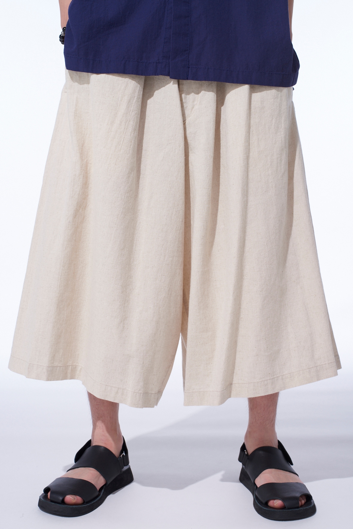 COTTON/LINEN POPLIN CULOTTE PANTS