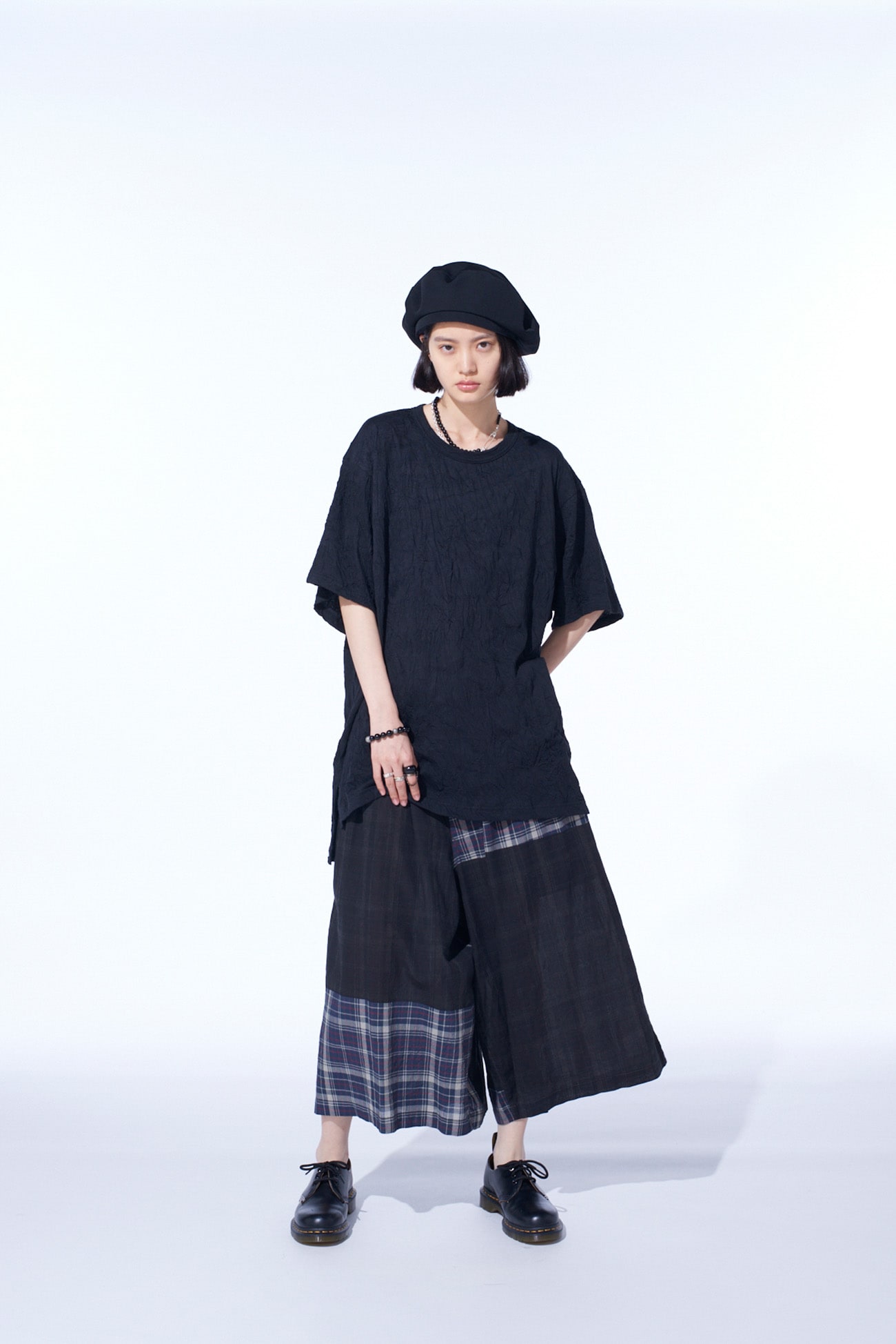 MADRAS CHECK PIGMENT PRINT CULOTTE PANTS