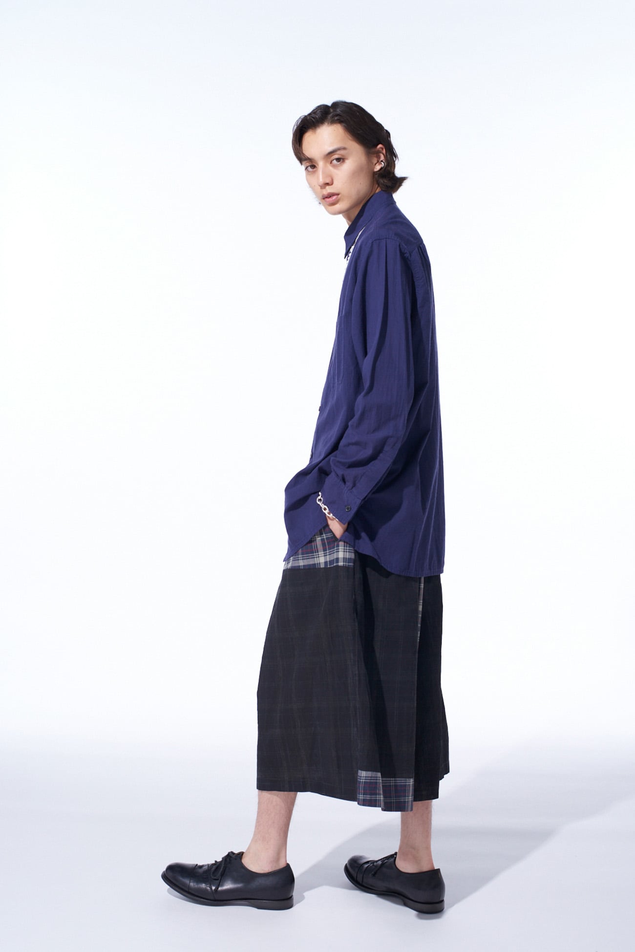 MADRAS CHECK PIGMENT PRINT CULOTTE PANTS