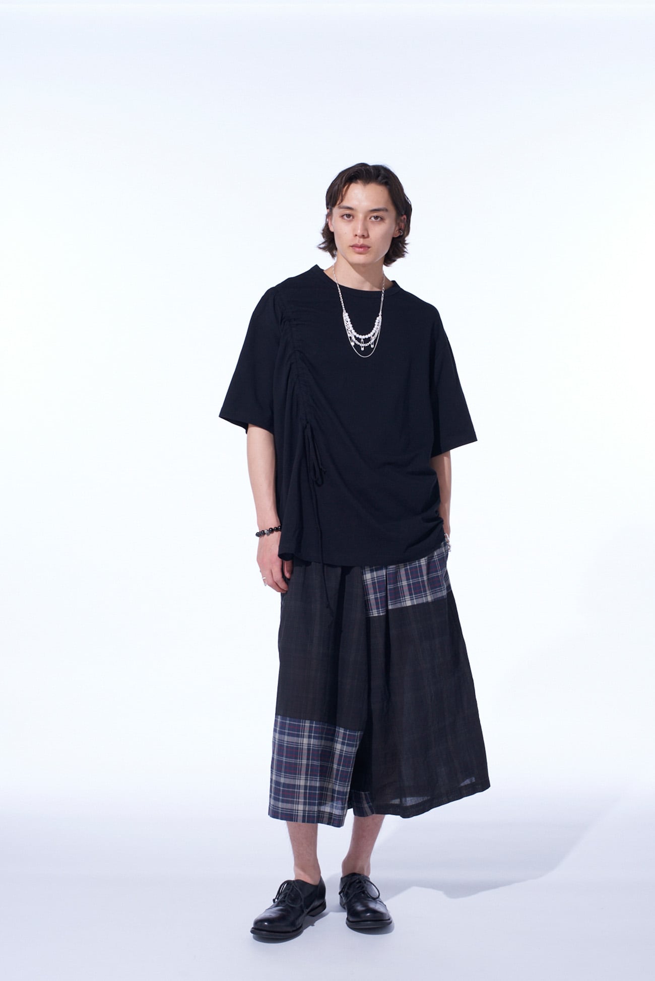 MADRAS CHECK PIGMENT PRINT CULOTTE PANTS