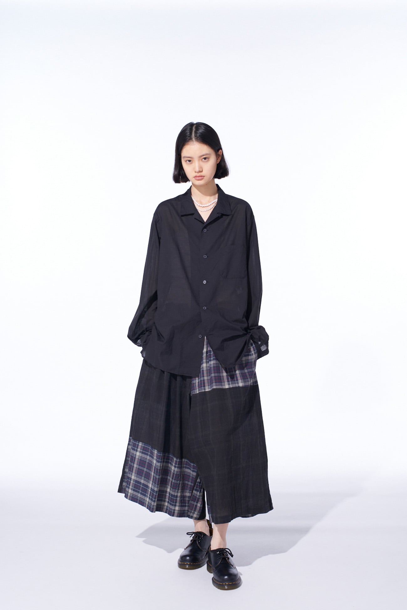 MADRAS CHECK PIGMENT PRINT CULOTTE PANTS