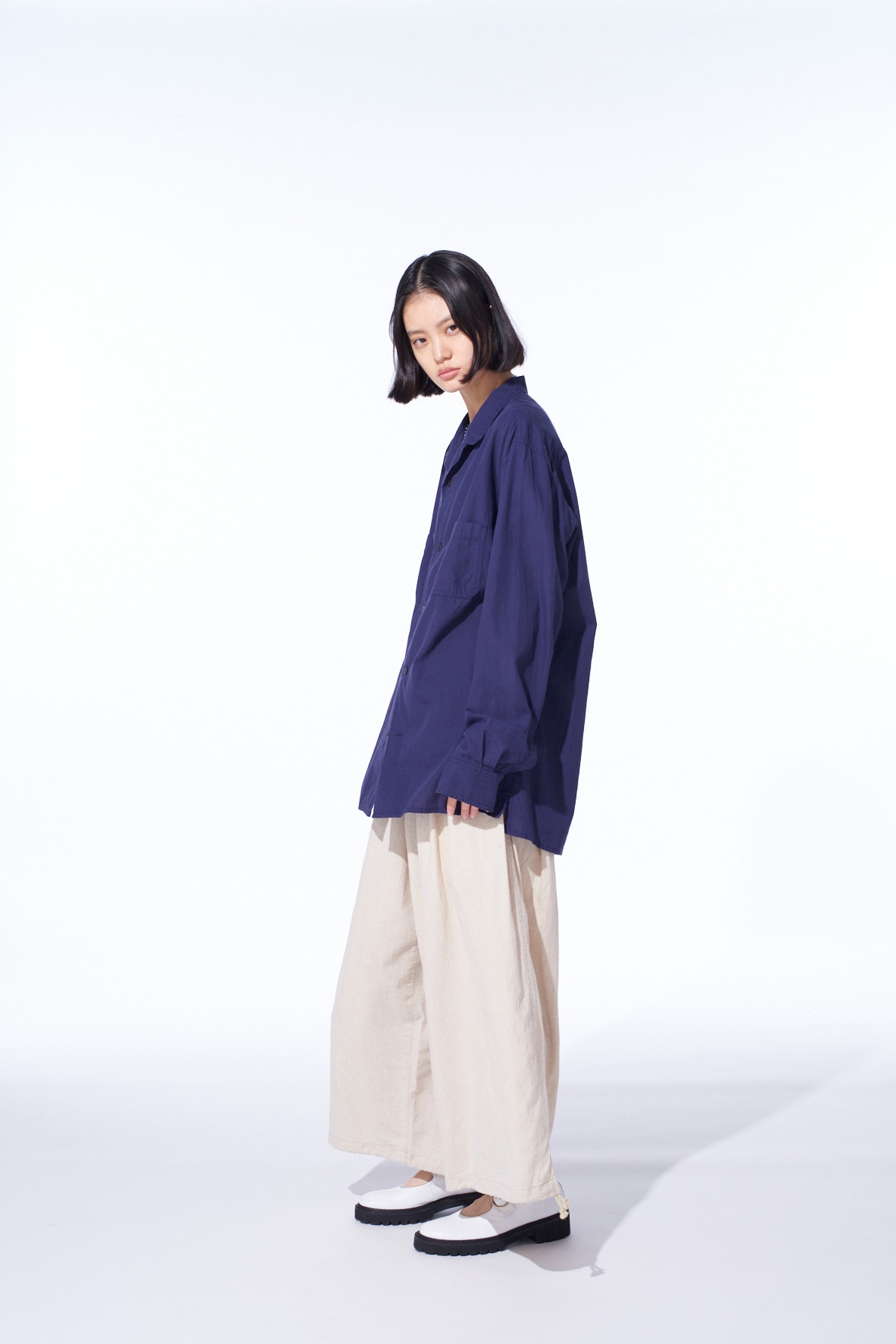 COTTON/LINEN POPLIN BALLOON PANTS