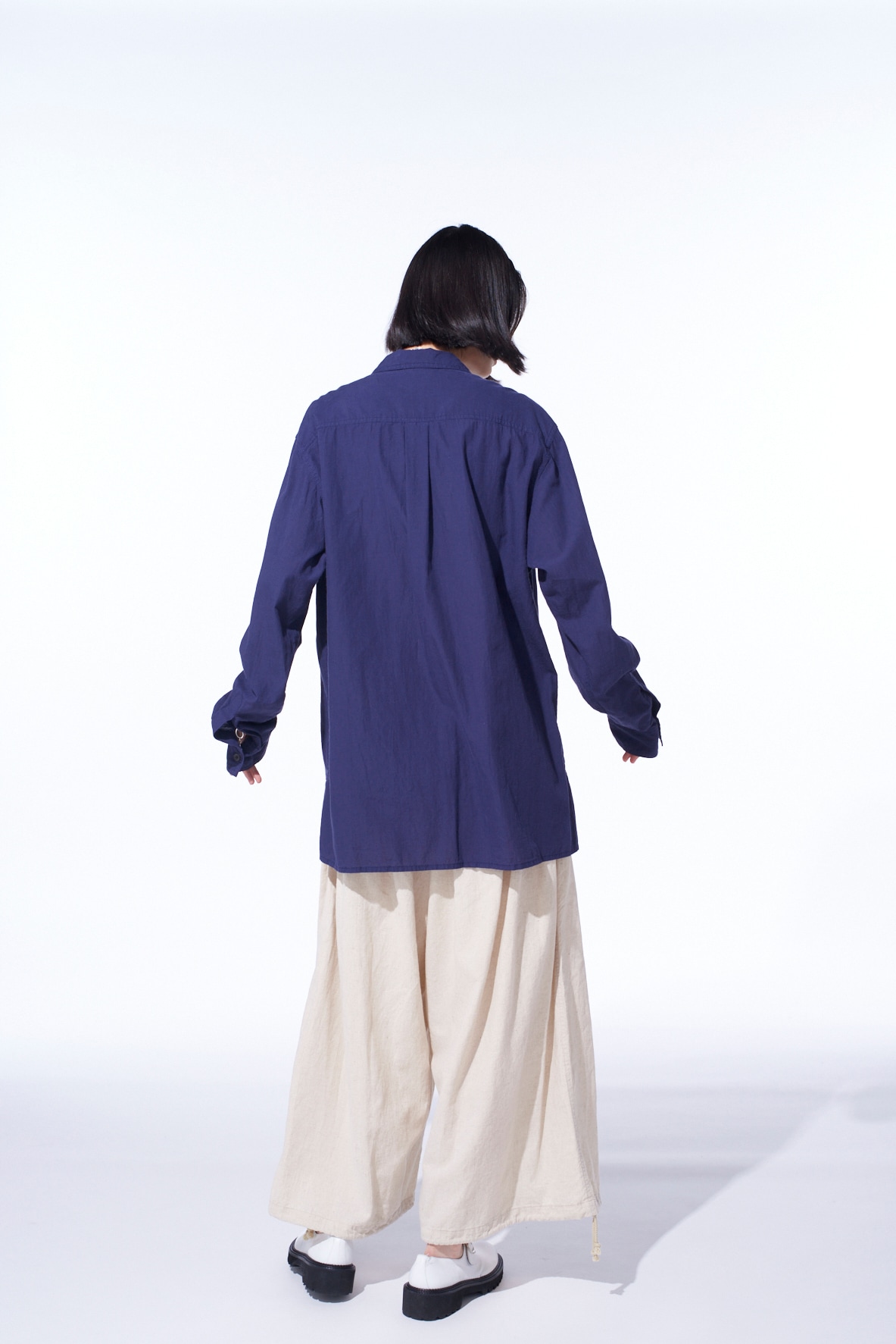 COTTON/LINEN POPLIN BALLOON PANTS