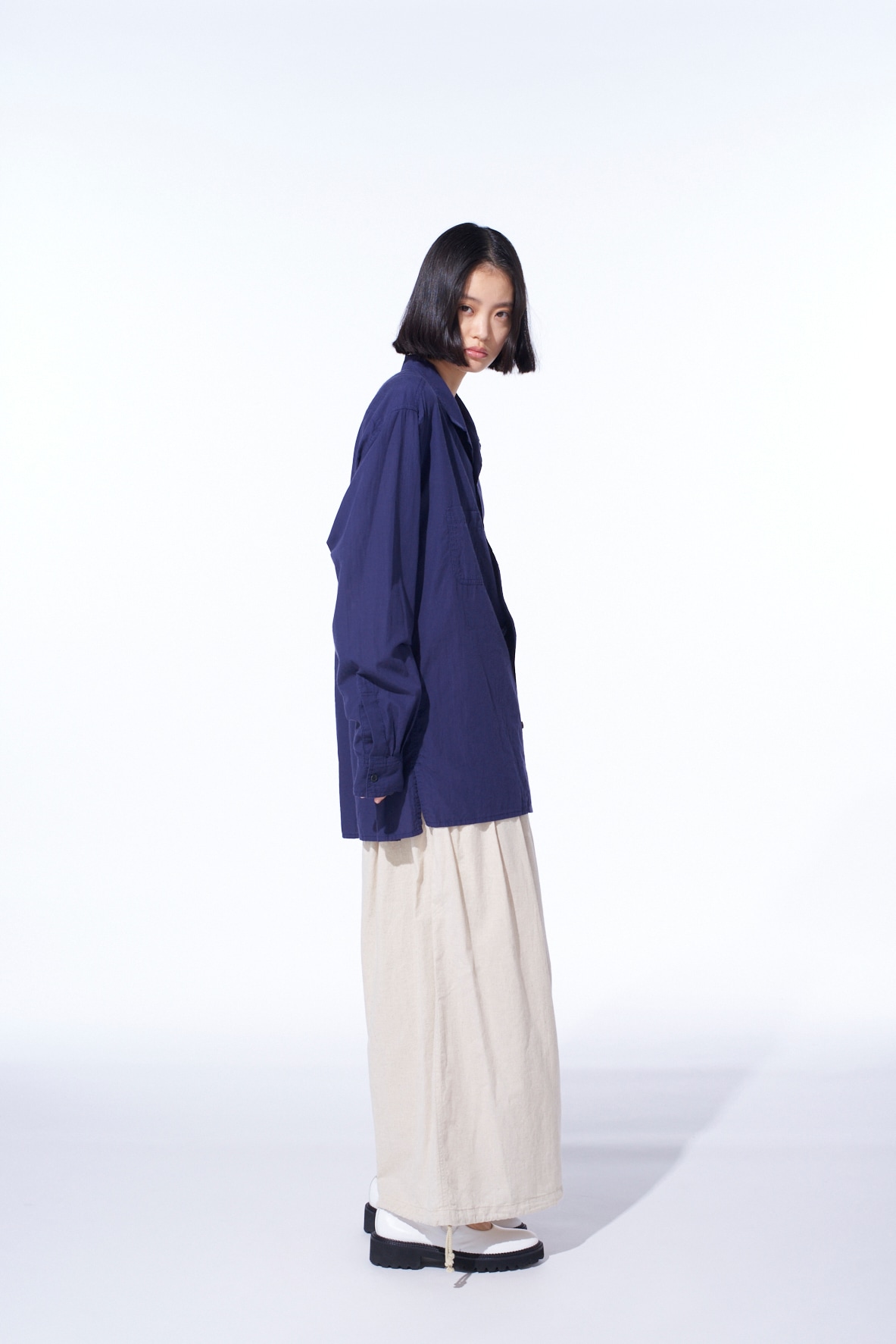 COTTON/LINEN POPLIN BALLOON PANTS
