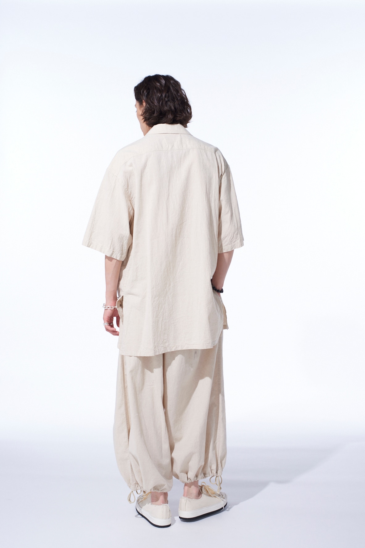 COTTON/LINEN POPLIN BALLOON PANTS