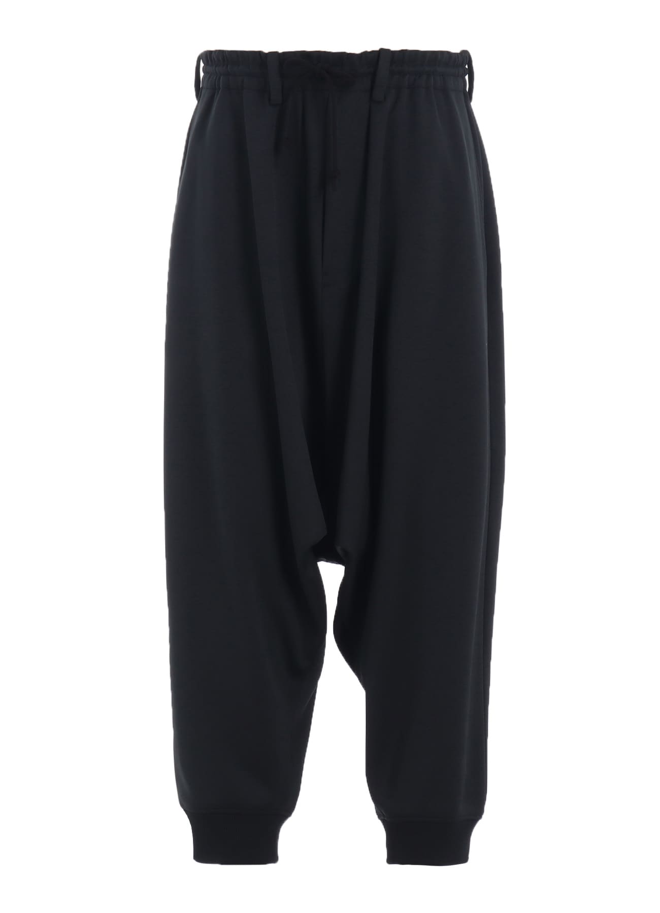 PE/SMOOTH JERSEY RIBBED HEMS BALLOON SARUEL PANTS(M Black