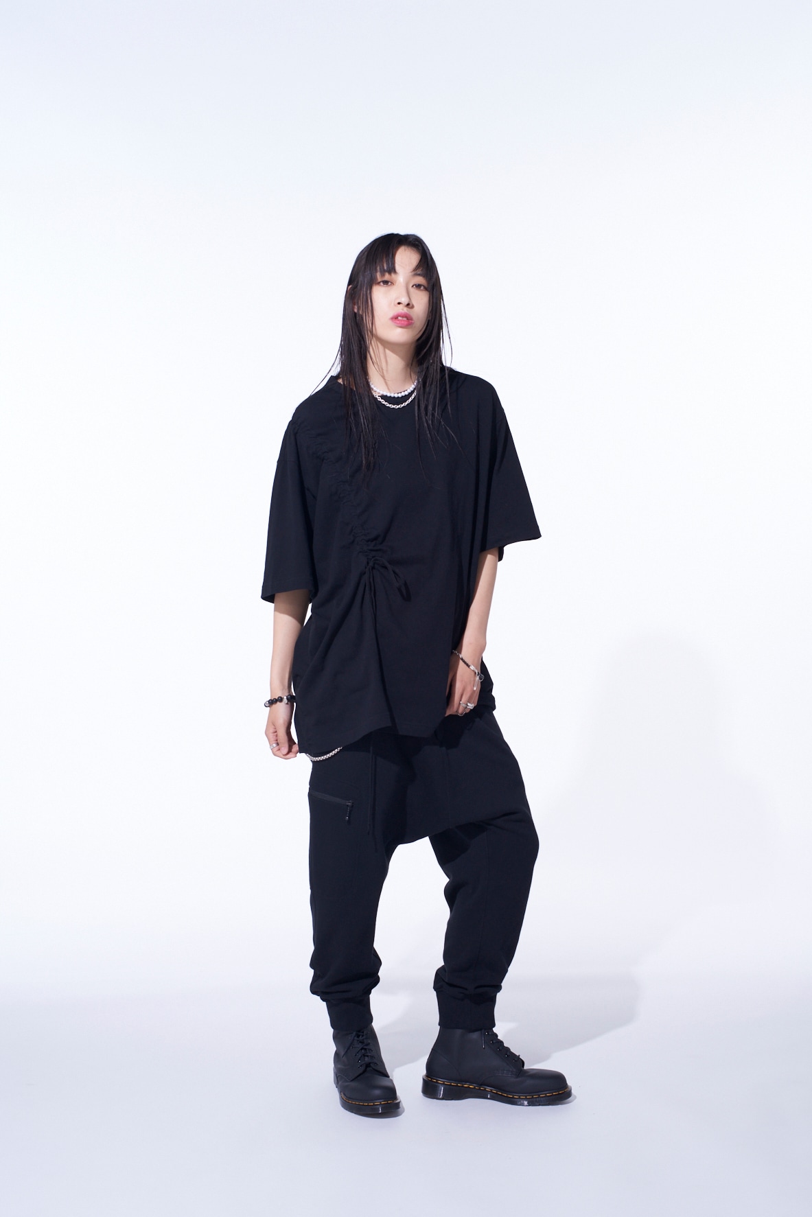 FRENCH TERRY RIBBED HEM SAROUEL PANTS
