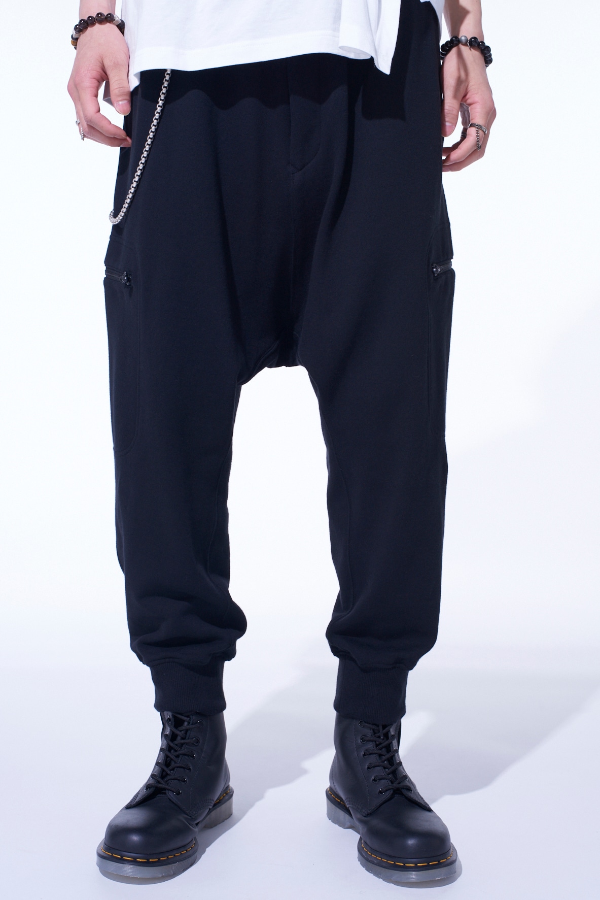 FRENCH TERRY RIBBED HEM SAROUEL PANTS