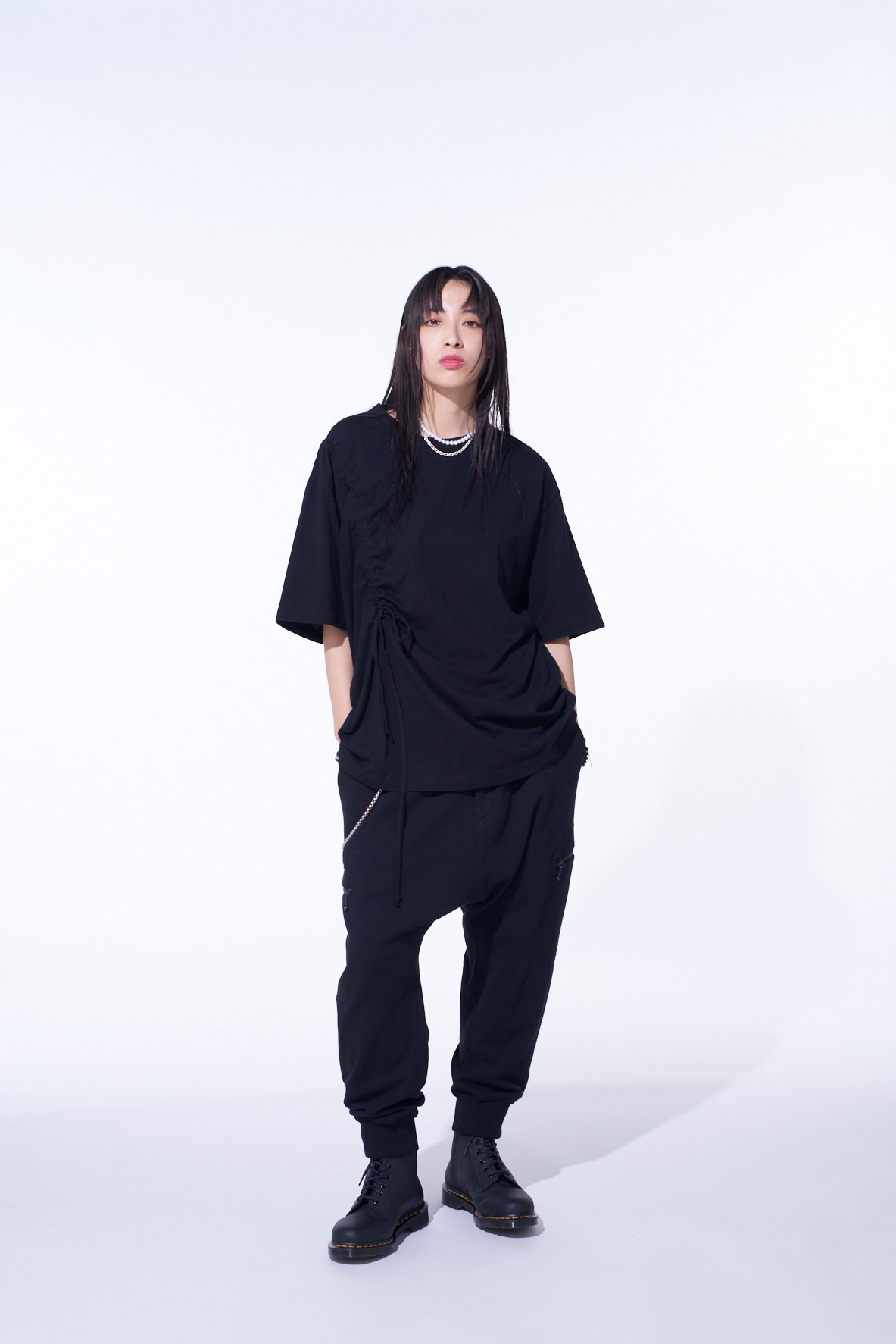 FRENCH TERRY RIBBED HEM SAROUEL PANTS
