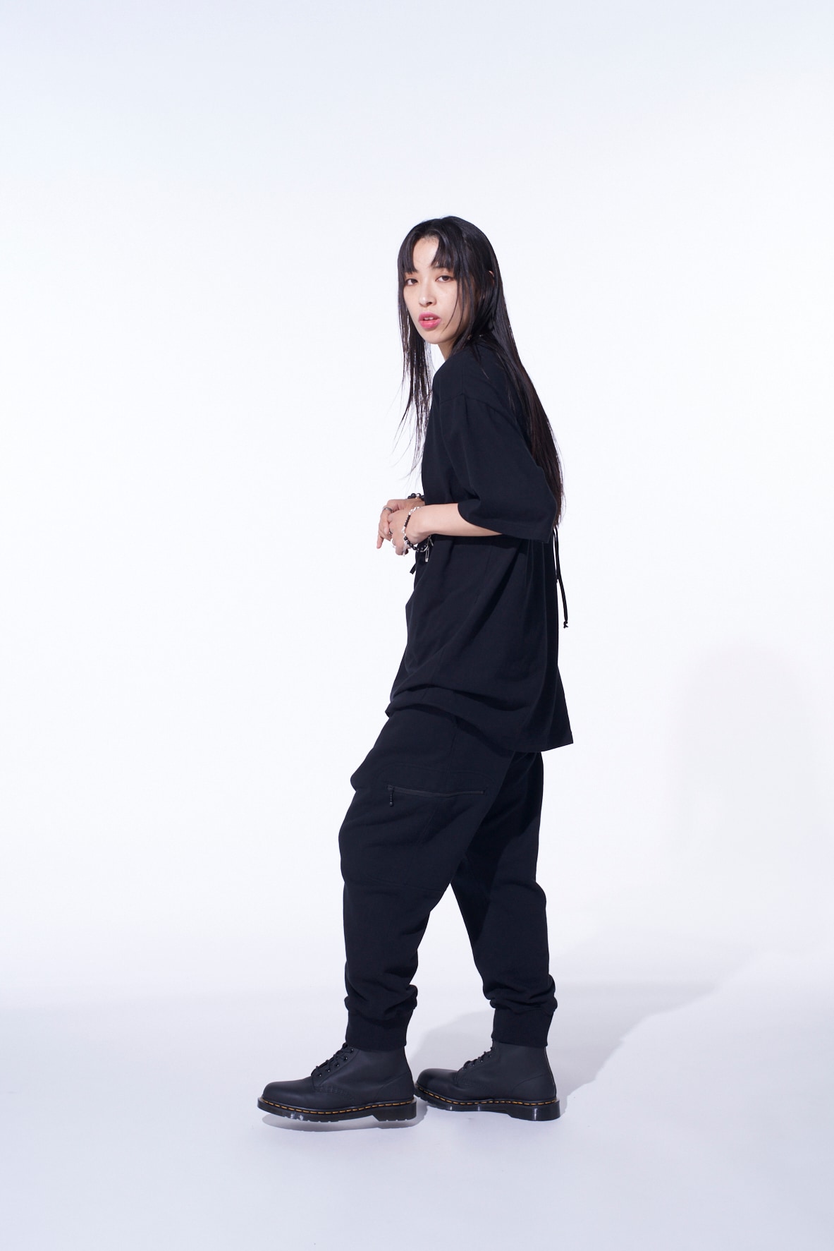 FRENCH TERRY RIBBED HEM SAROUEL PANTS