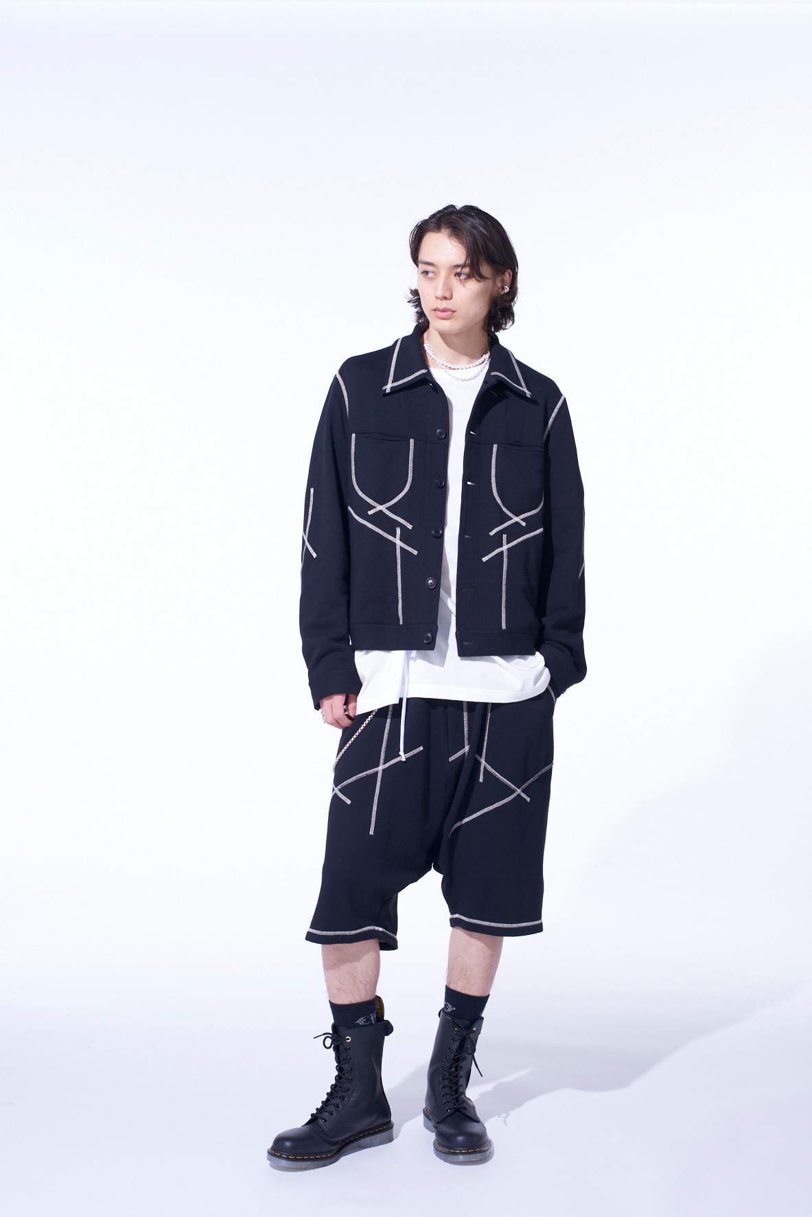 FRENCH TERRY RANDOM STITCH SAROUEL SHORTS