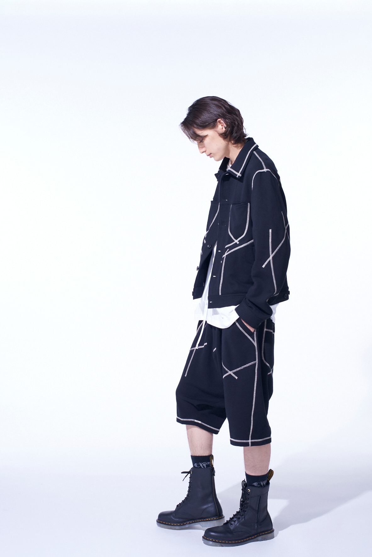 FRENCH TERRY RANDOM STITCH SAROUEL SHORTS