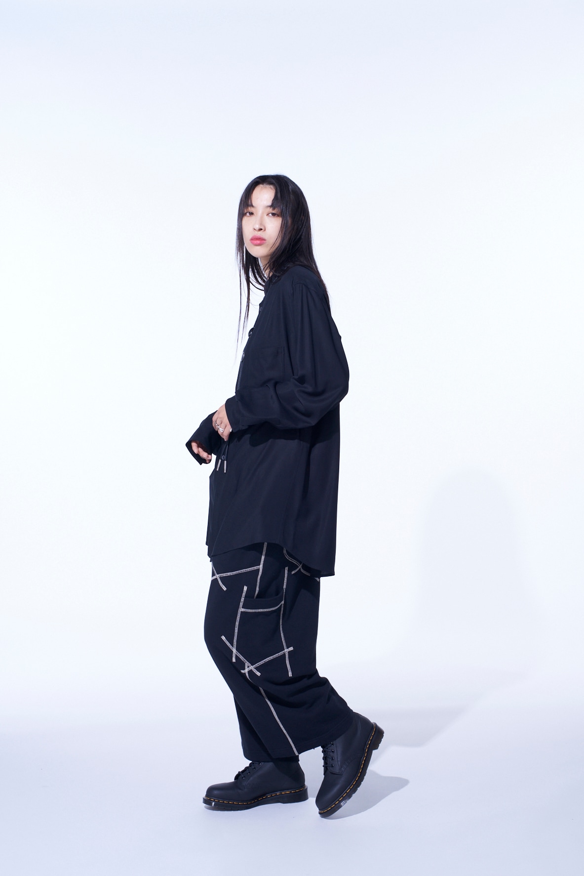 FRENCH TERRY RANDOM STITCH WIDE PANTS