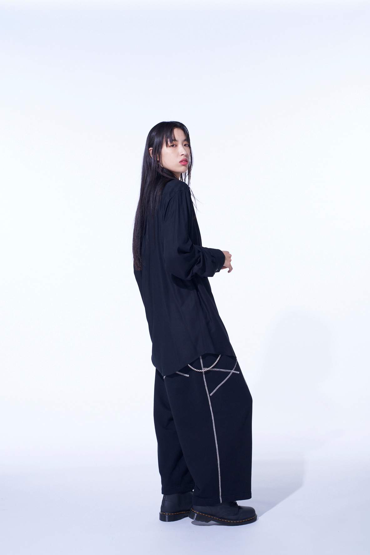 FRENCH TERRY RANDOM STITCH WIDE PANTS
