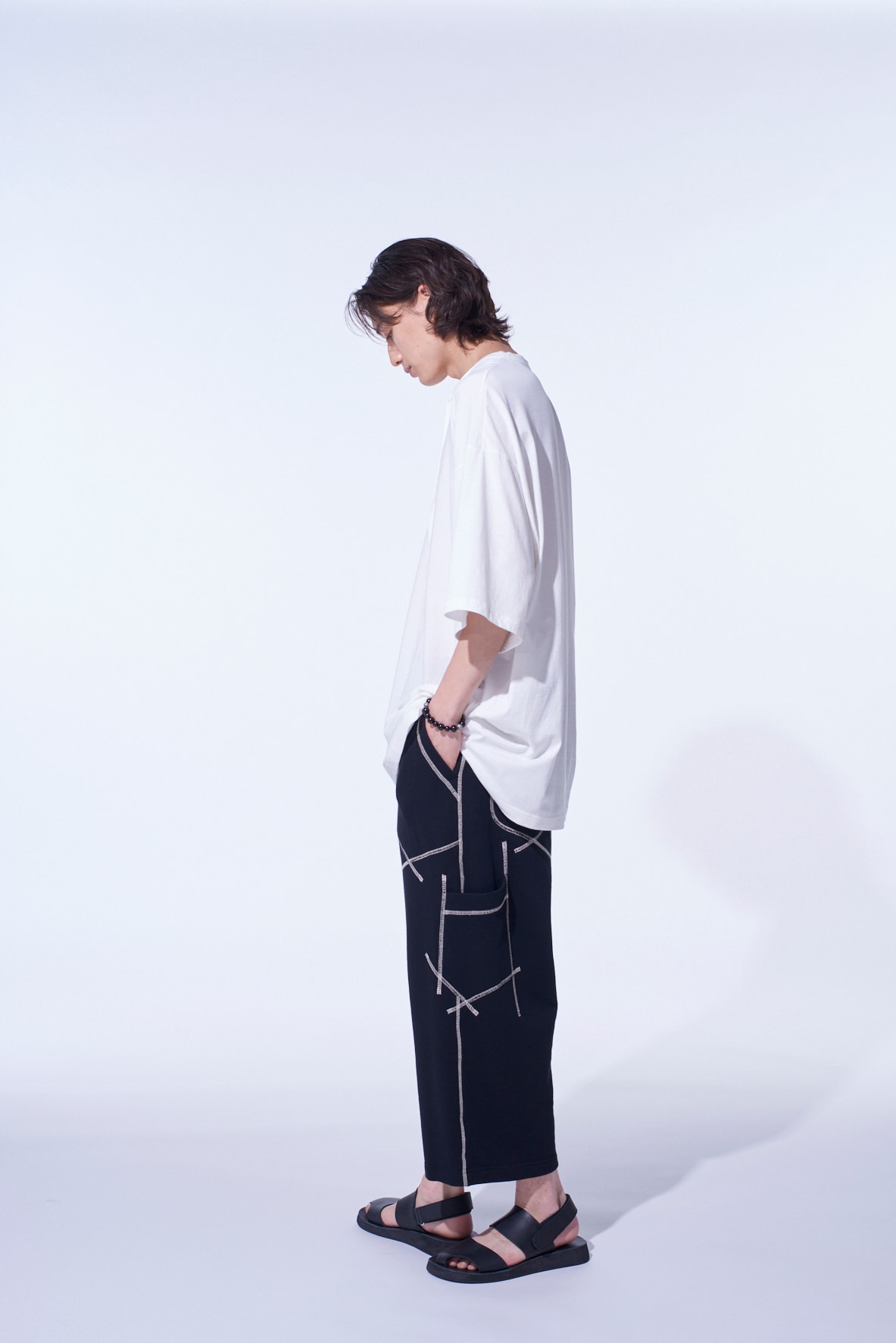 FRENCH TERRY RANDOM STITCH WIDE PANTS