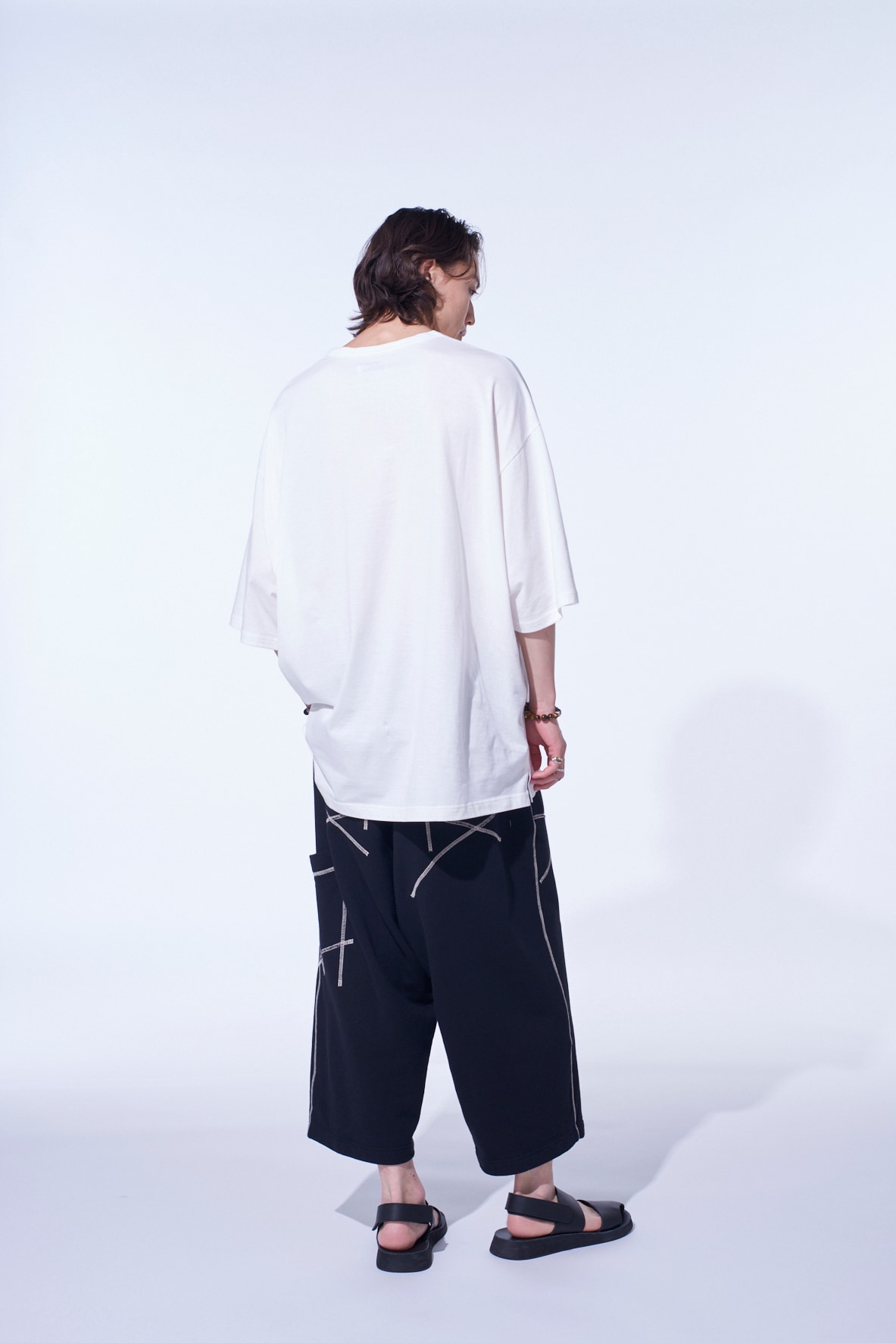 FRENCH TERRY RANDOM STITCH WIDE PANTS