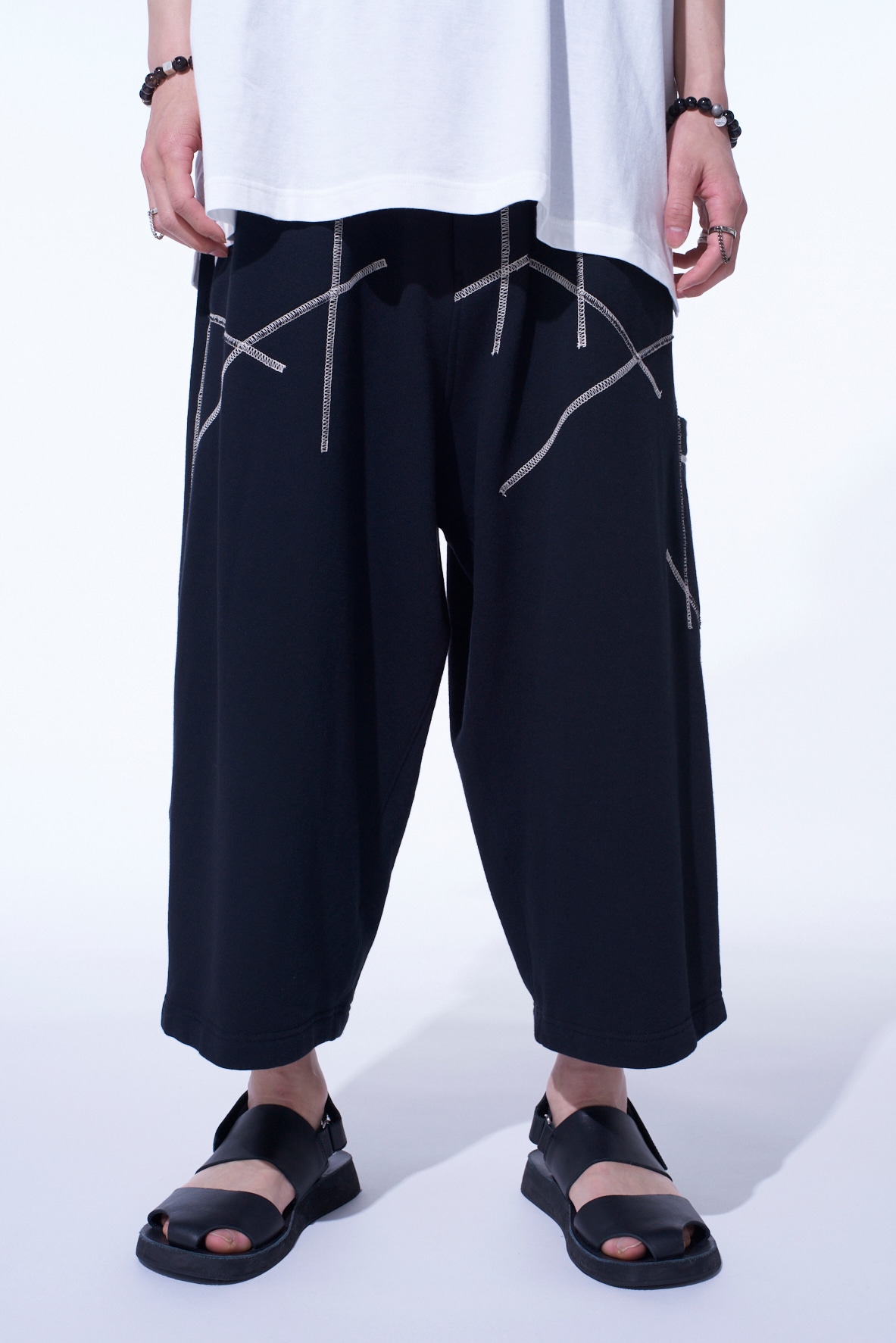 FRENCH TERRY RANDOM STITCH WIDE PANTS