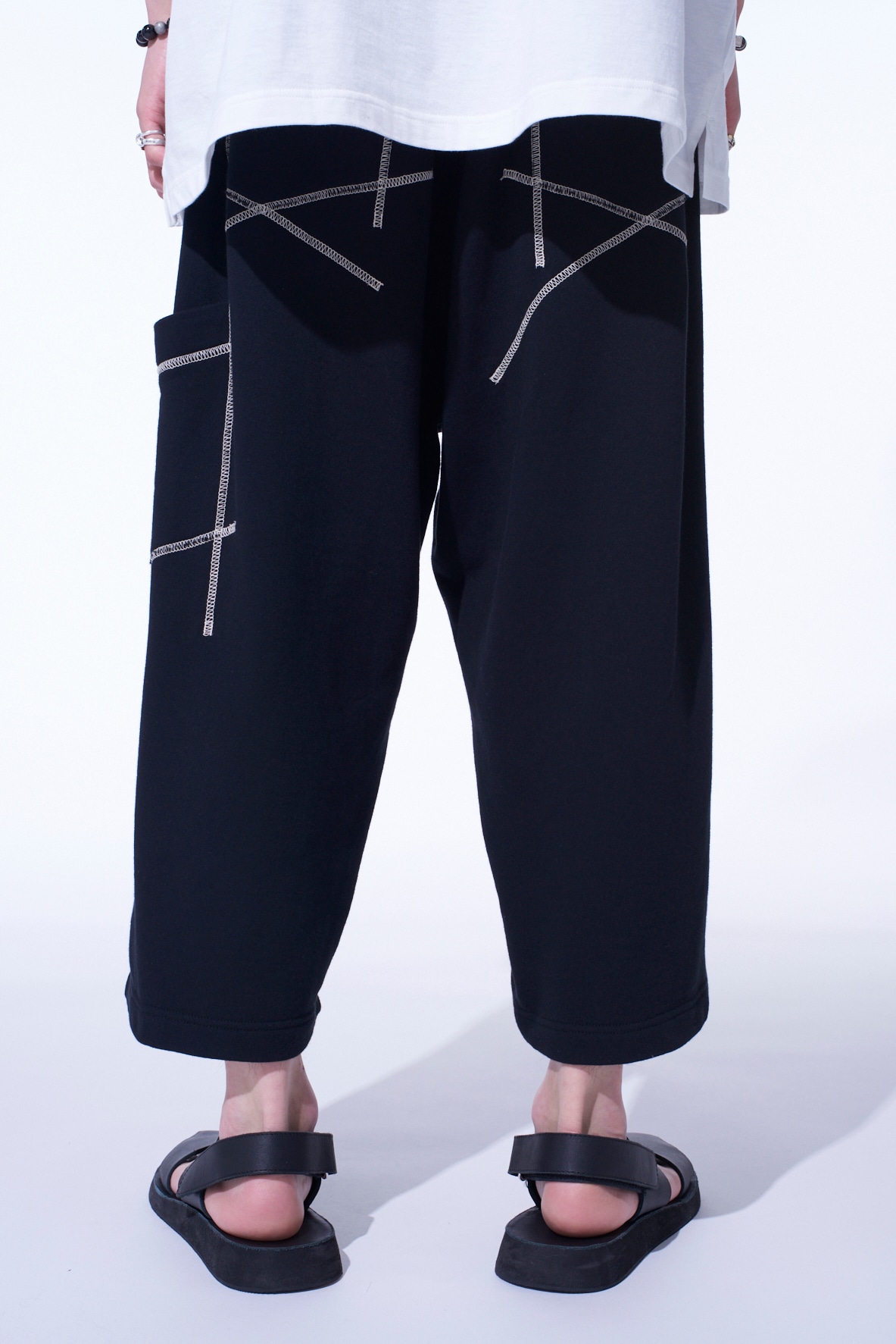 FRENCH TERRY RANDOM STITCH WIDE PANTS