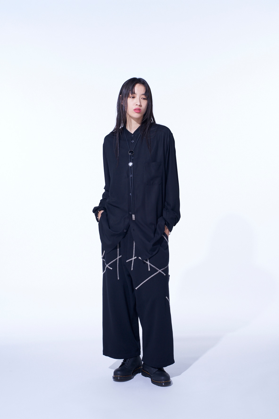 FRENCH TERRY RANDOM STITCH WIDE PANTS