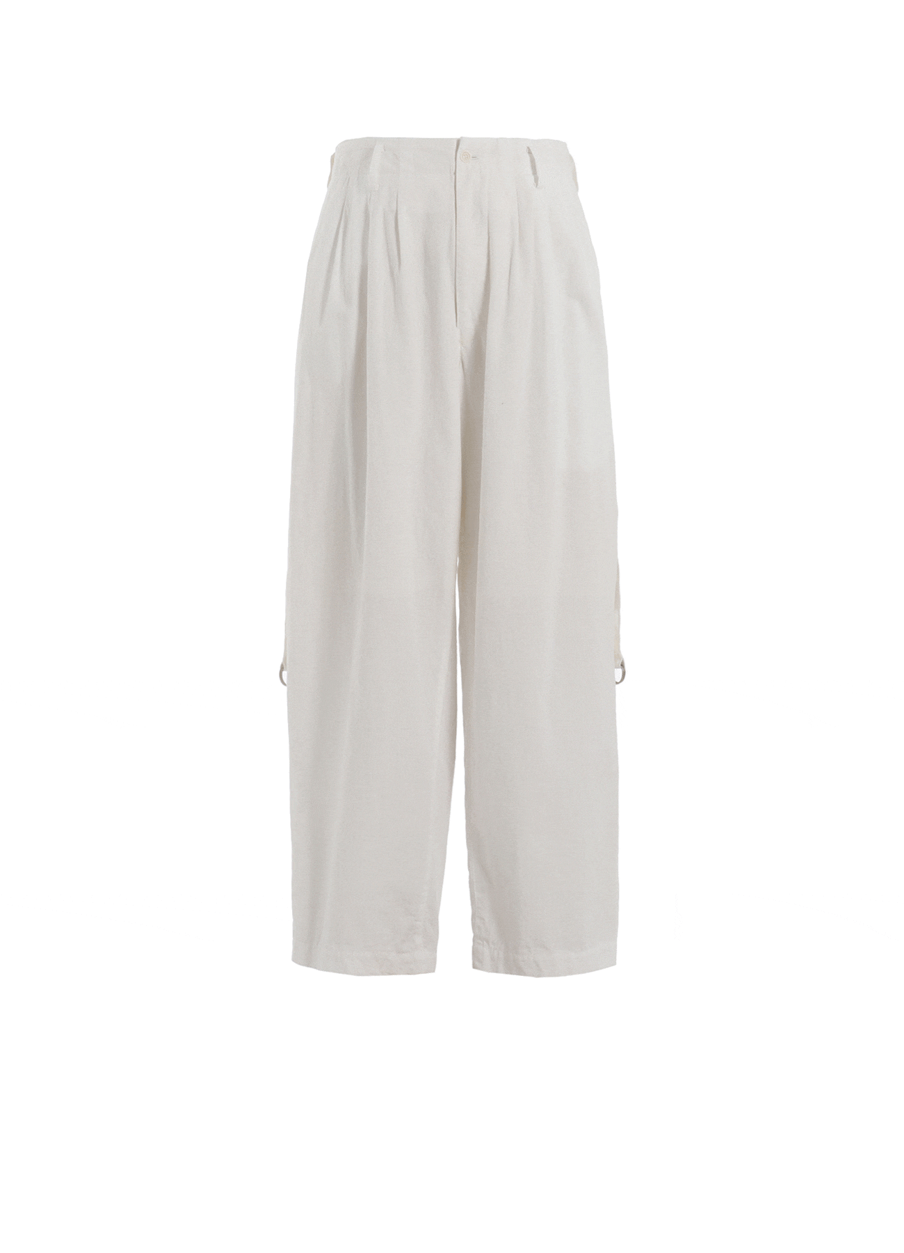 COTTON/LINEN DUNGAREE SIDEBANDED PANTS
