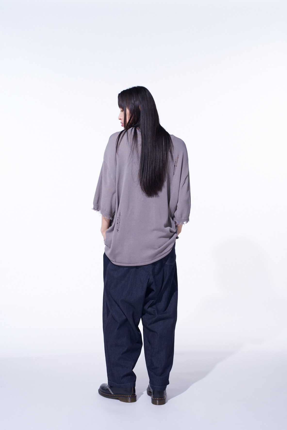 7oz TWO-TONE DENIM 5POCKET WIDE PANTS