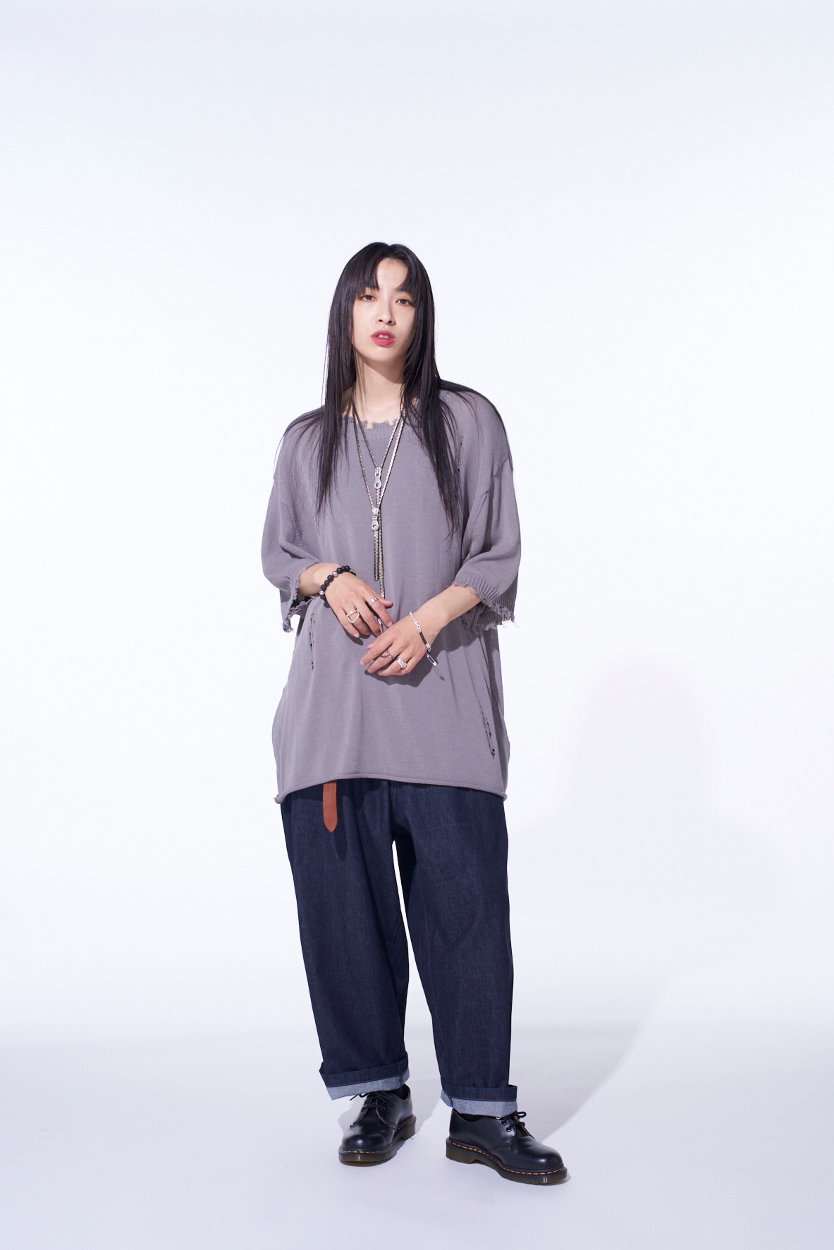 7oz TWO-TONE DENIM 5POCKET WIDE PANTS