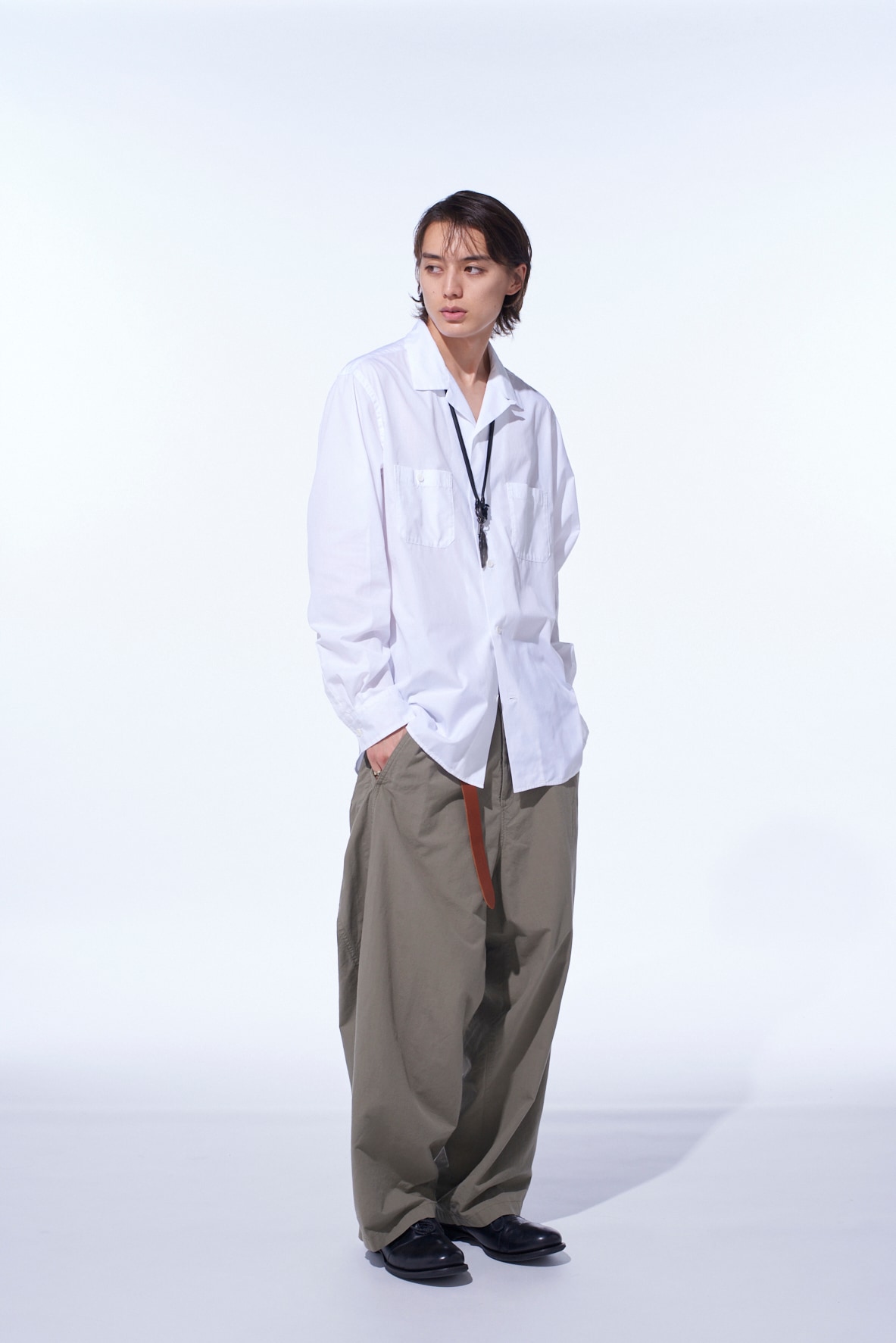 BRUSHED WASHER FINISH BROAD 5POCKET WIDE PANTS