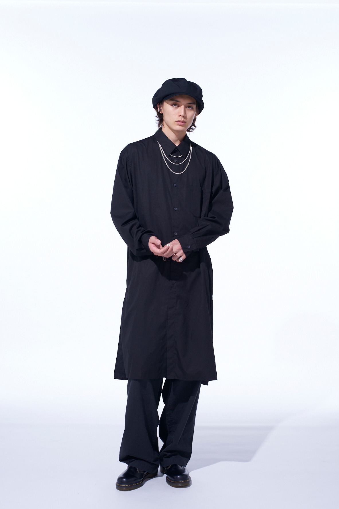 BRUSHED WASHER FINISH BROAD 5POCKET WIDE PANTS(S Black): S