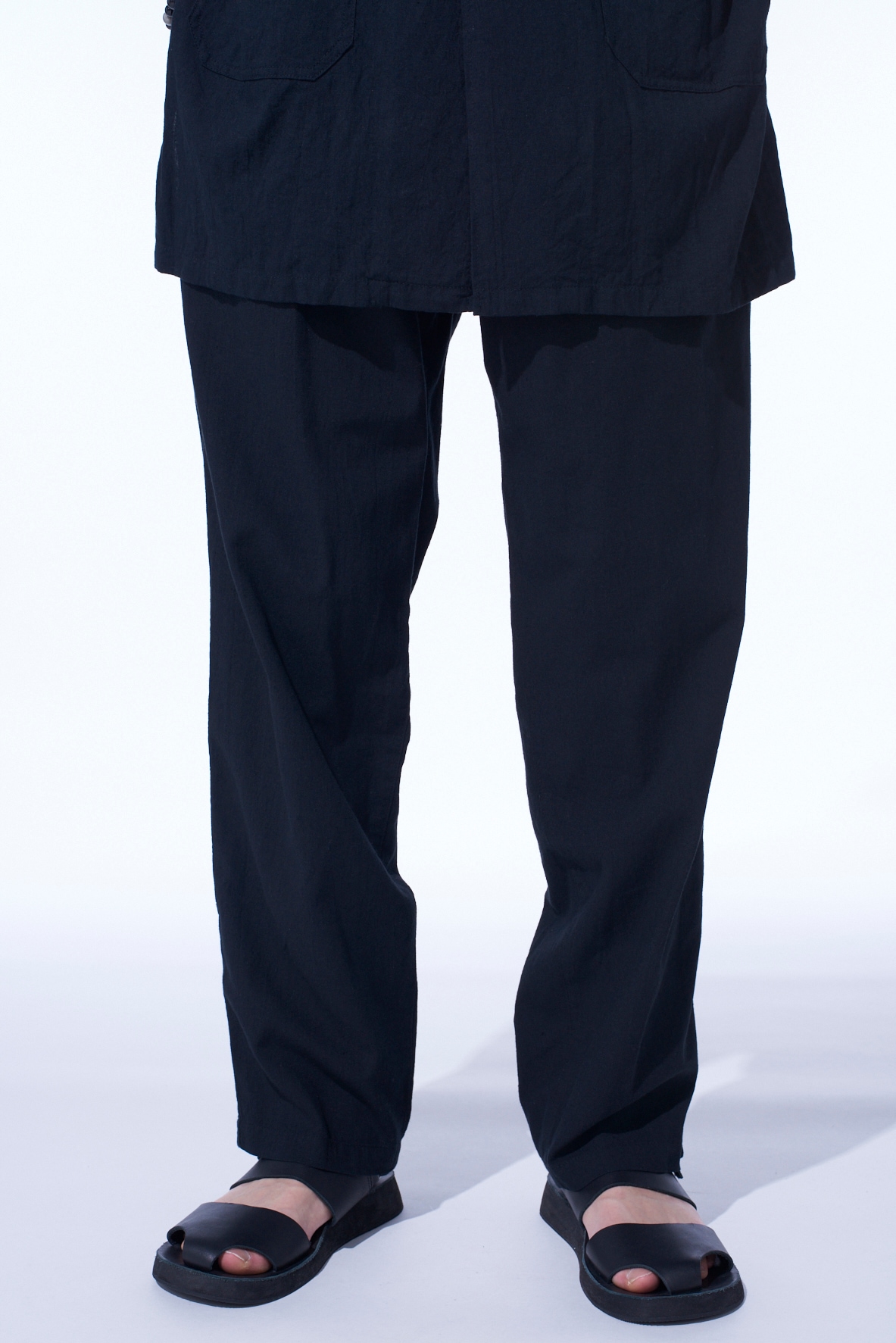 COTTON/LINEN POPLIN WAIST-STRING PANTS