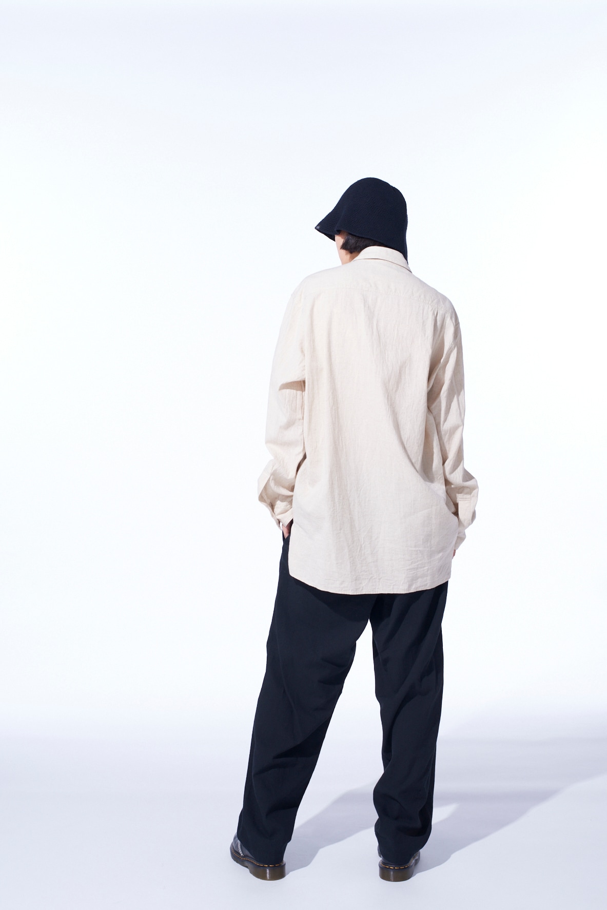 COTTON/LINEN POPLIN WAIST-STRING PANTS