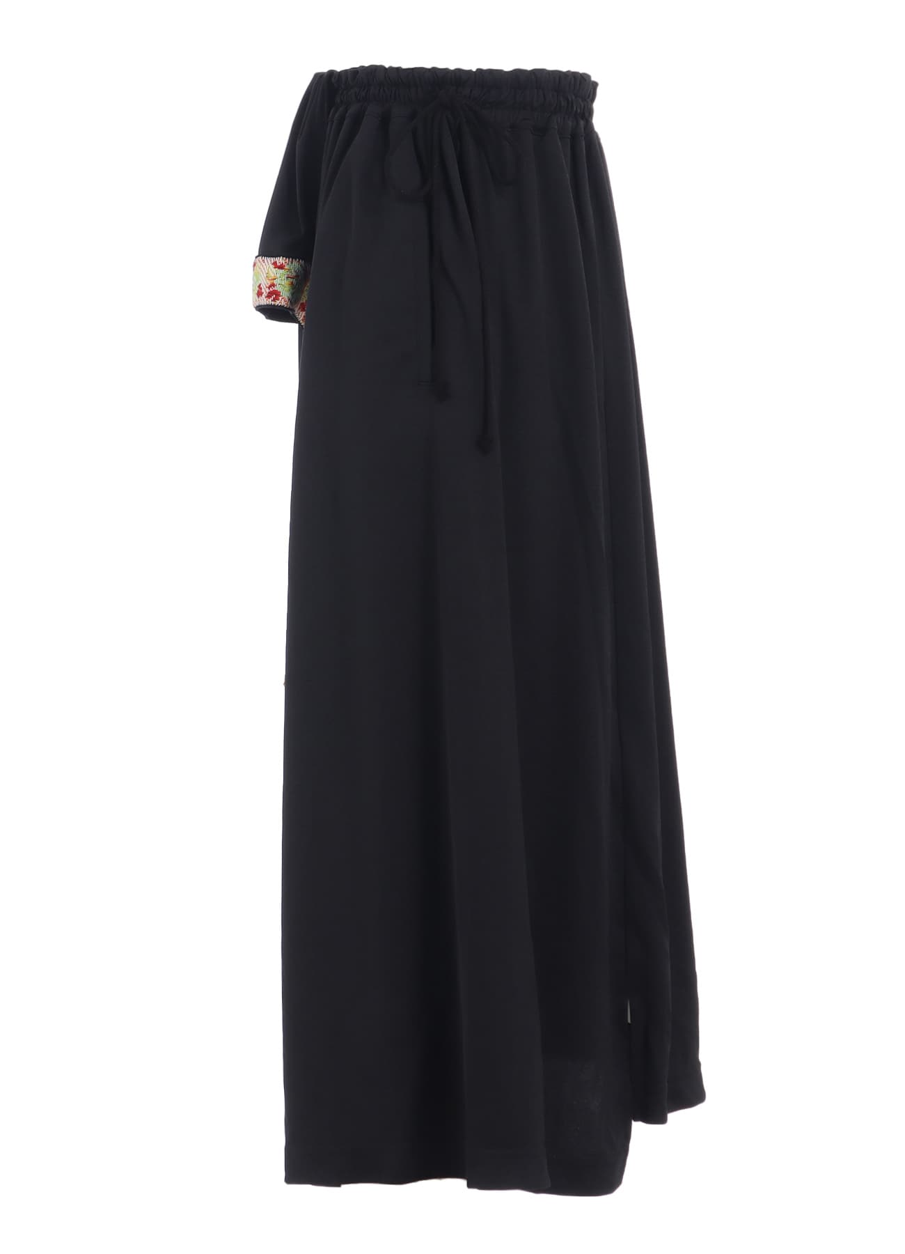 PE/SMOOTH JERSEY WAIST-STRING GATHERED SKIRT WITH TYROLEAN TAPES