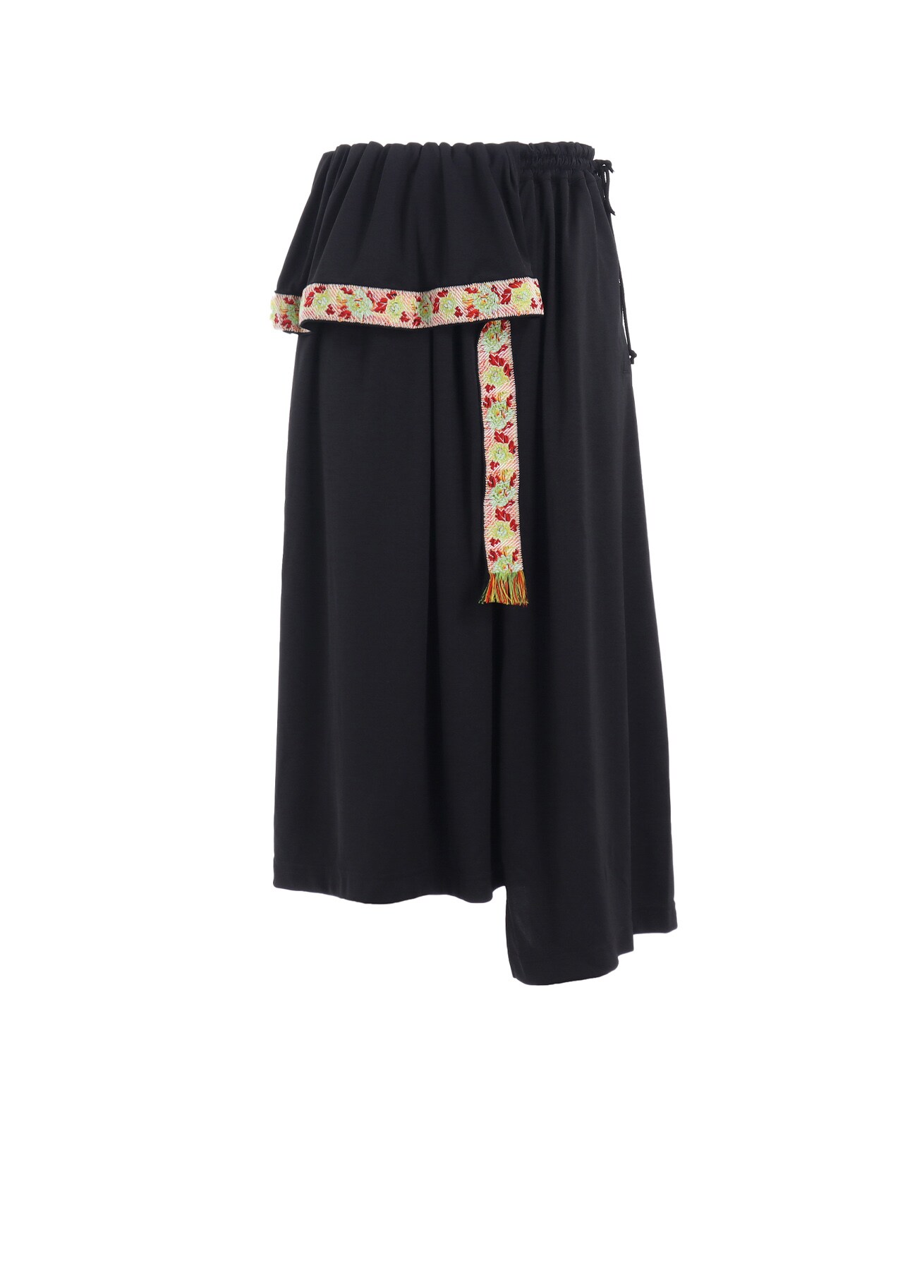PE/SMOOTH JERSEY WAIST-STRING GATHERED SKIRT WITH TYROLEAN TAPES