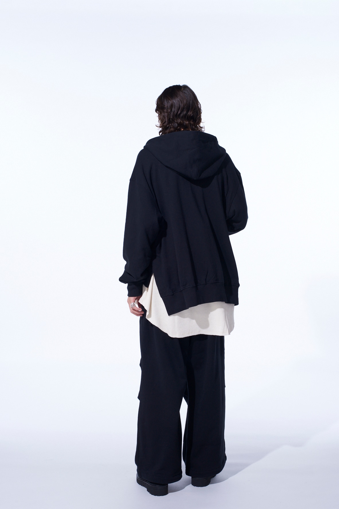 FRENCH TERRY ASYMMETRICAL ZIP-UP HOODIE