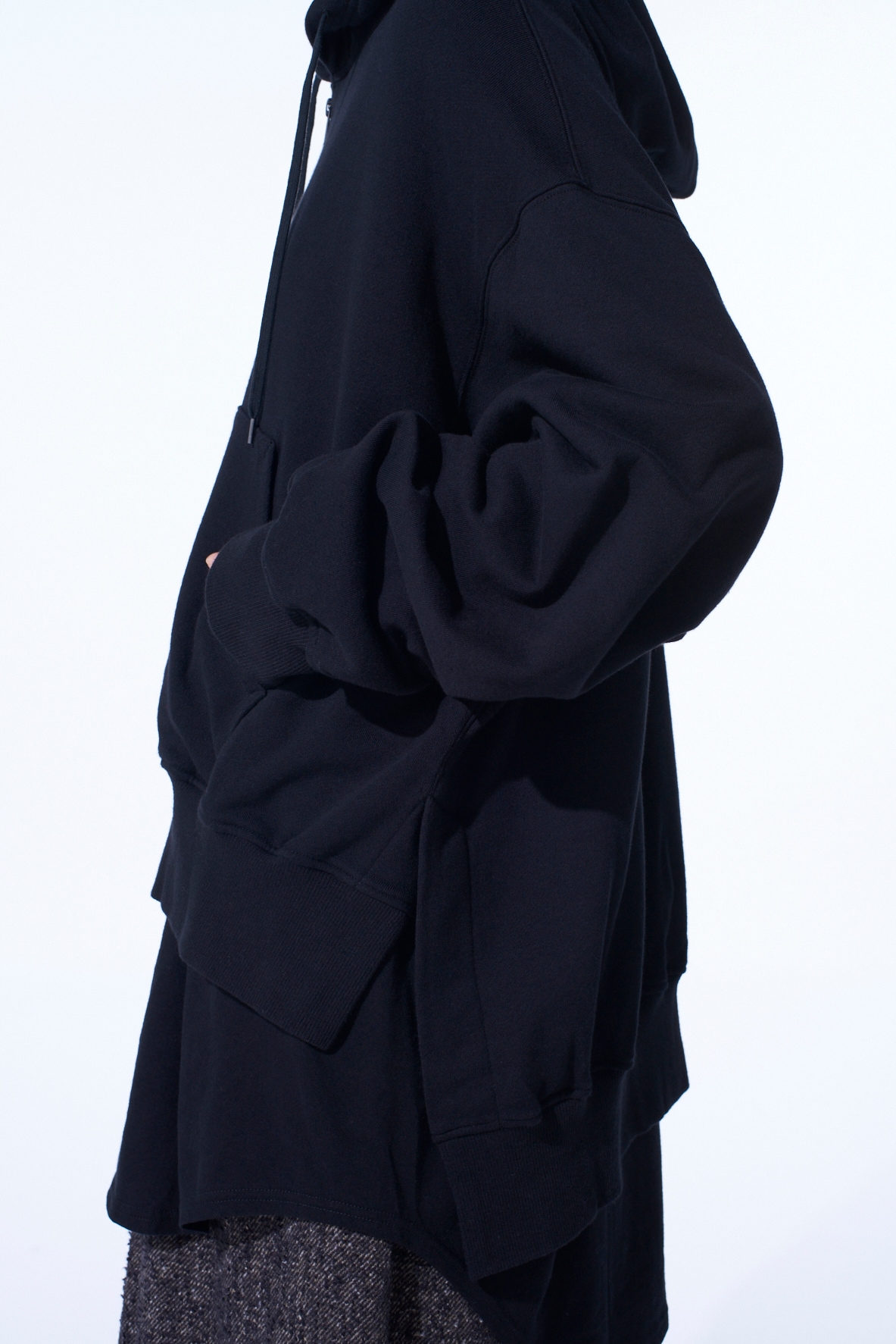 FRENCH TERRY ASYMMETRICAL ZIP-UP HOODIE