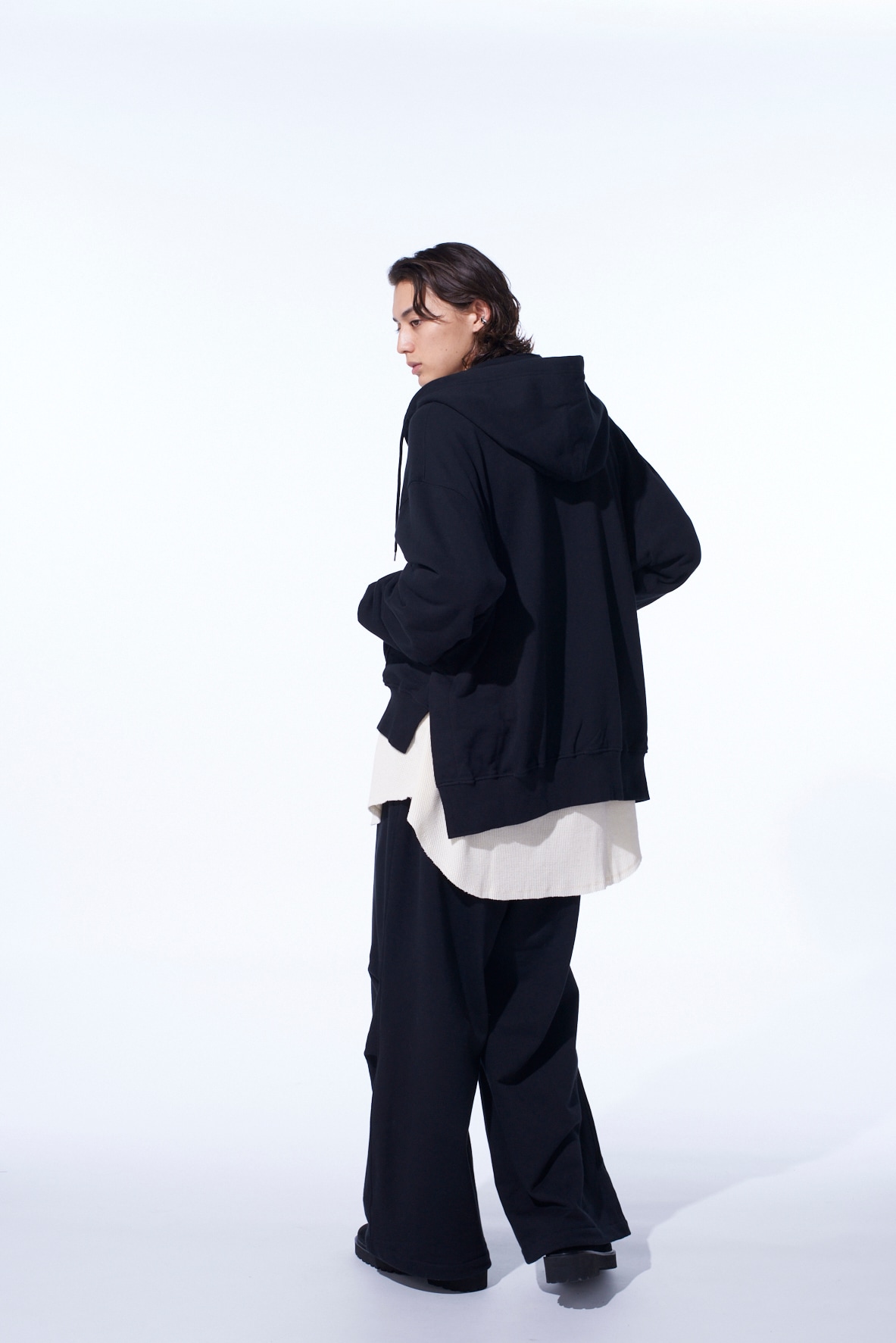 FRENCH TERRY ASYMMETRICAL ZIP-UP HOODIE