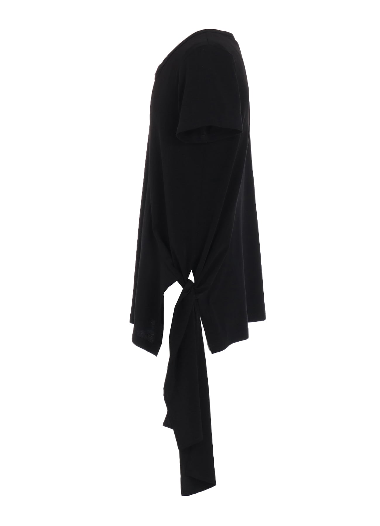 SOFT JERSEY+CREPE de CHINE POCKET SIDE SLIT KNOT T-SHIRT